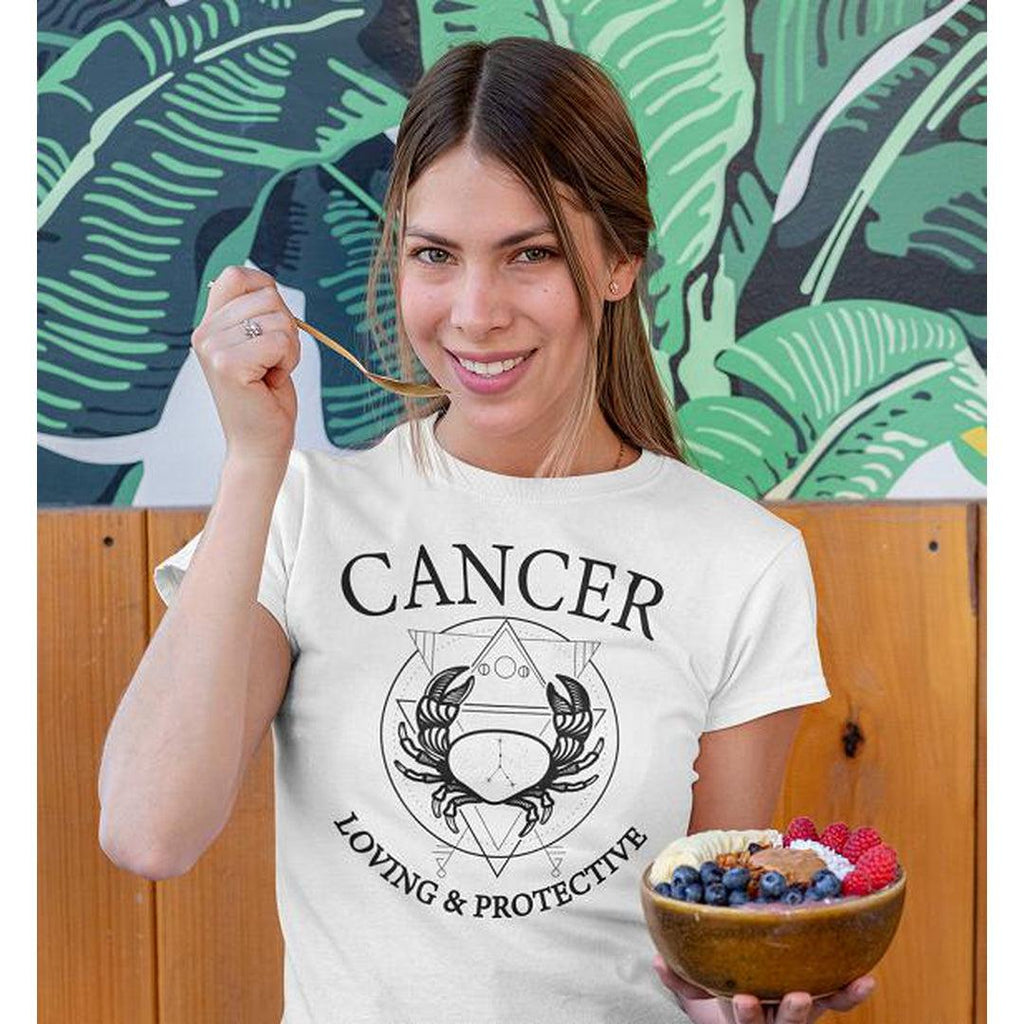 Cancer Zodiac White T-Shirt - Earth Family Crystals