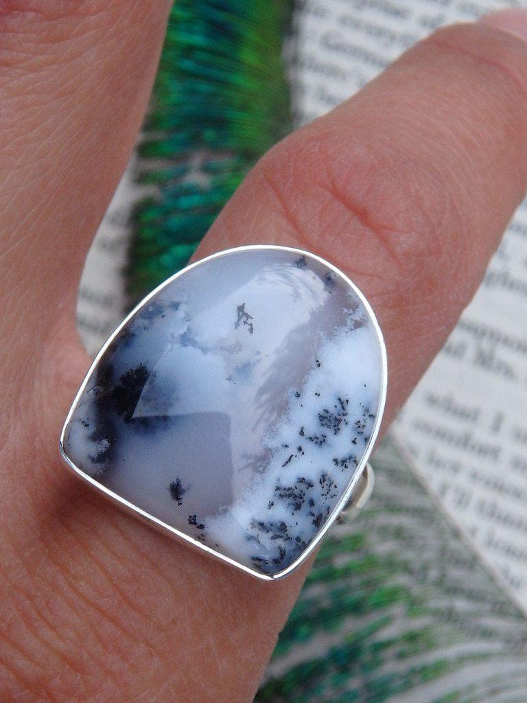 Cool Shield Design Dendritic Agate  Ring In Sterling Silver (Size 10.5) - Earth Family Crystals