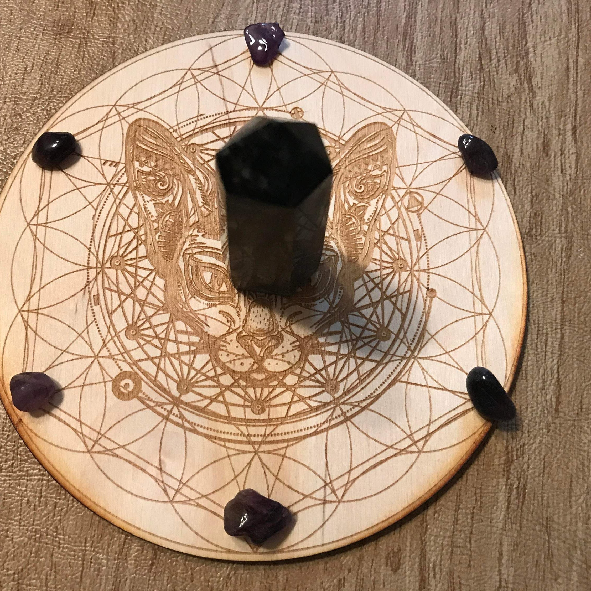 Cat Flower of Life Crystal Grid