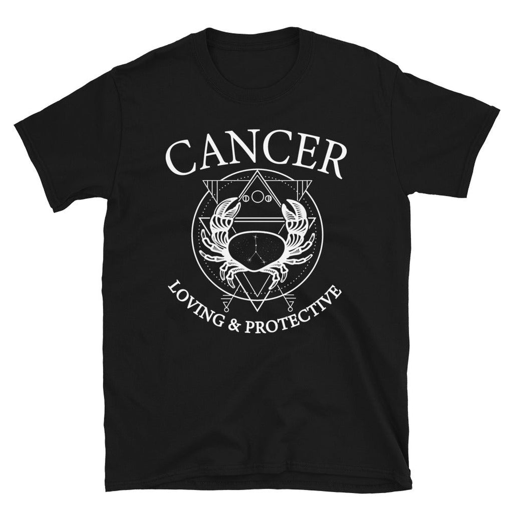 Cancer Zodiac Black T-Shirt - Earth Family Crystals