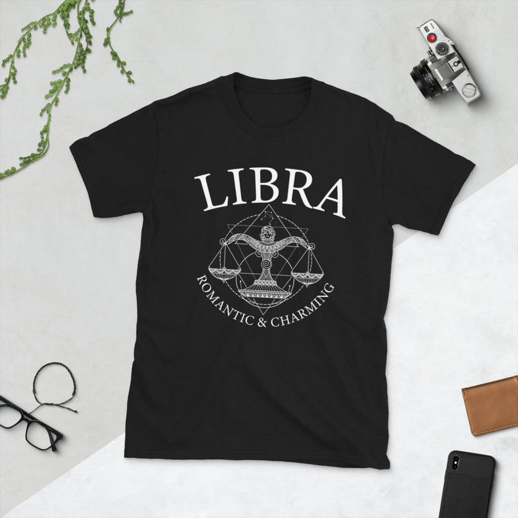 Libra Zodiac Black T-Shirt - Earth Family Crystals