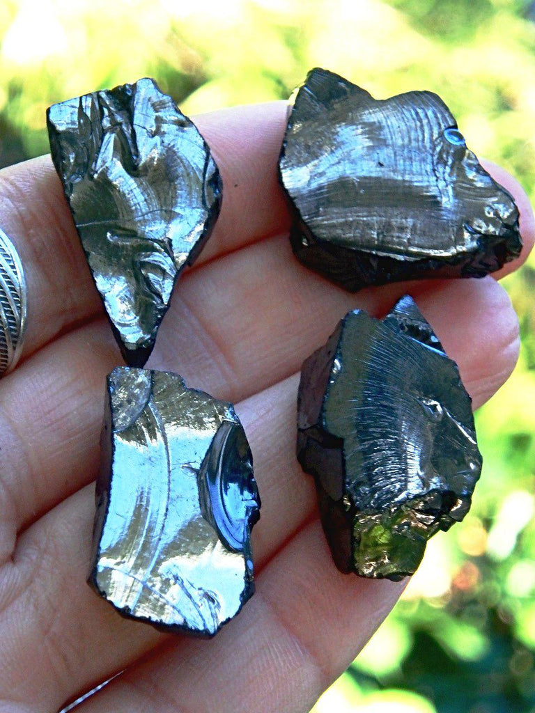 Set of 4!  EMF Protective Noble (Elite) Shungite Natural Free Form Specimens - Earth Family Crystals