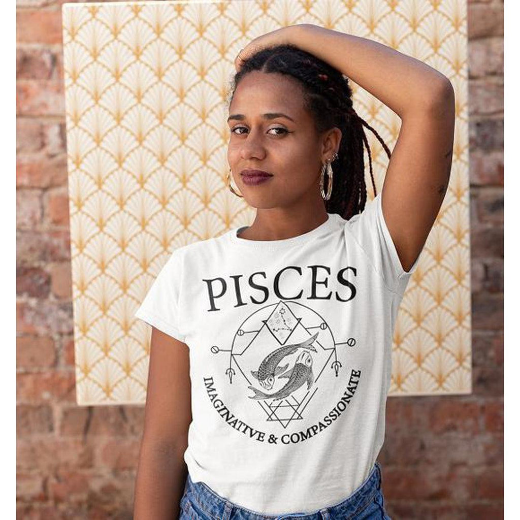 Pisces Zodiac White T-Shirt - Earth Family Crystals