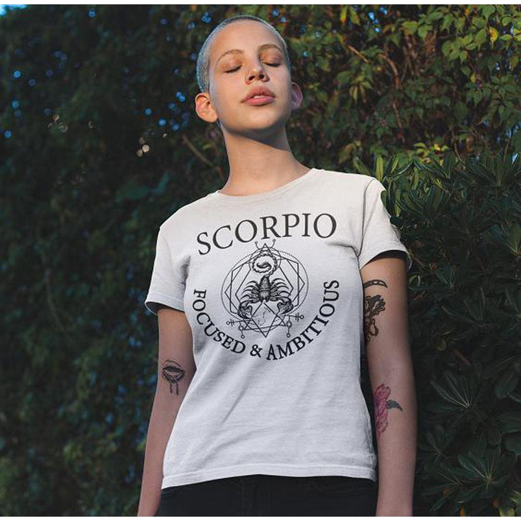 Scorpio Zodiac White T-Shirt - Earth Family Crystals