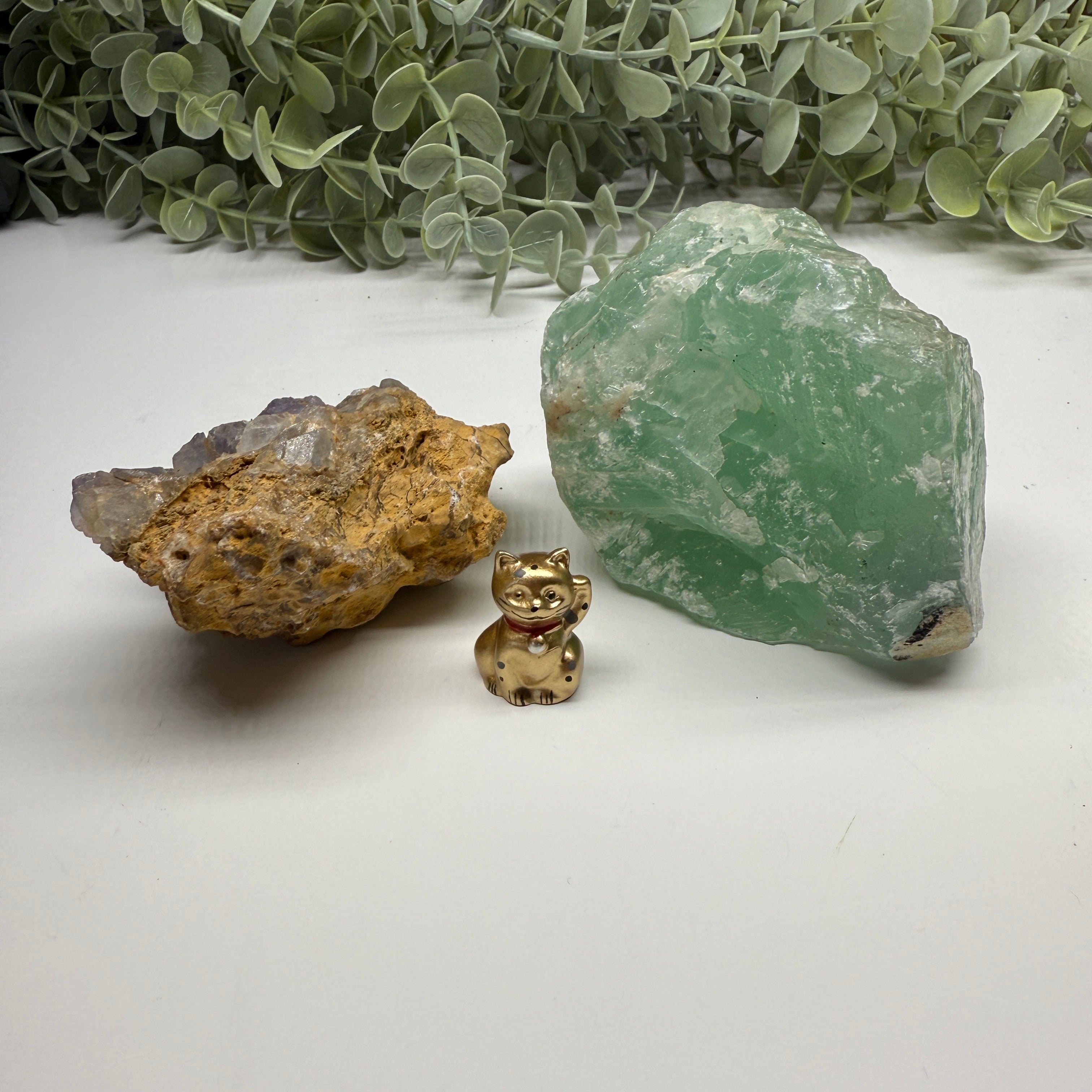 Set of Two Chunky Fluorite Specimens - Green and Blue