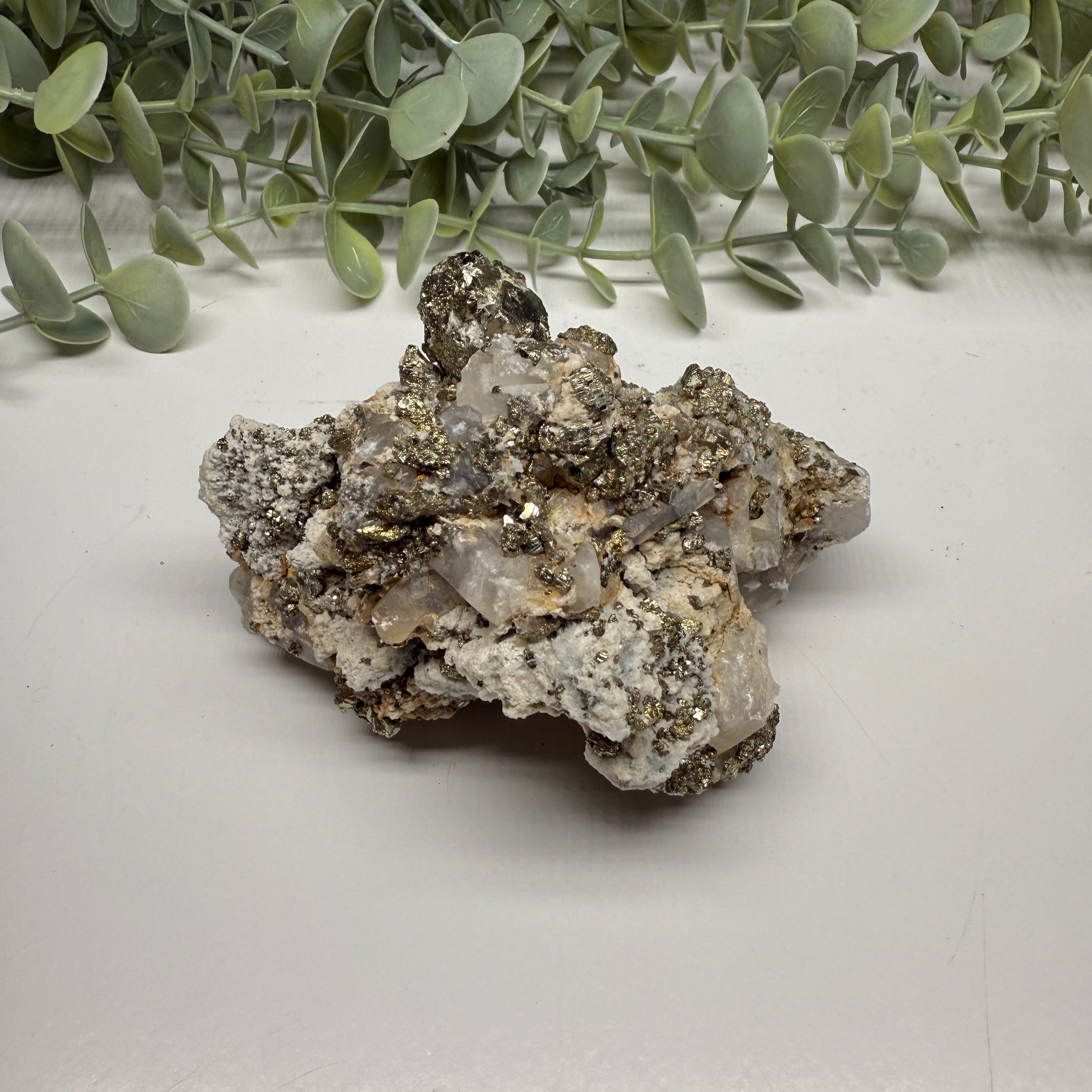 Large Natural Pyrite specimen Nestled in Calcite Matrix from Peru