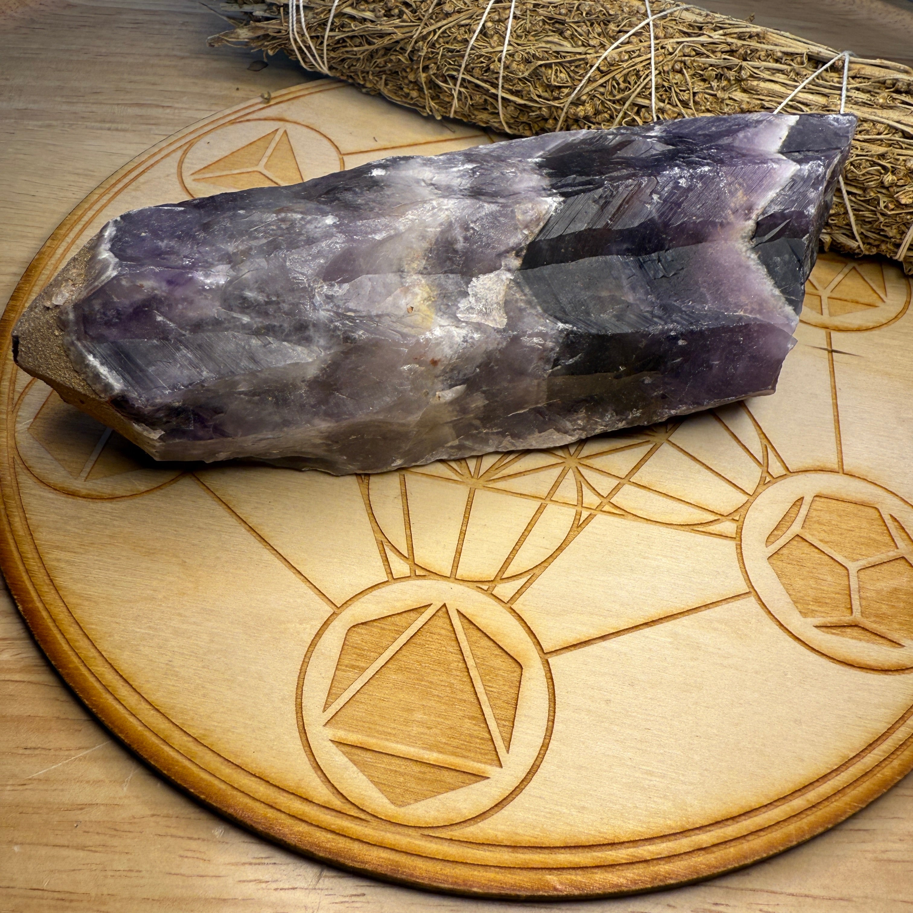 Auralite 23 Natural Crystal Point with Hematoid Crust from Ontario, CA