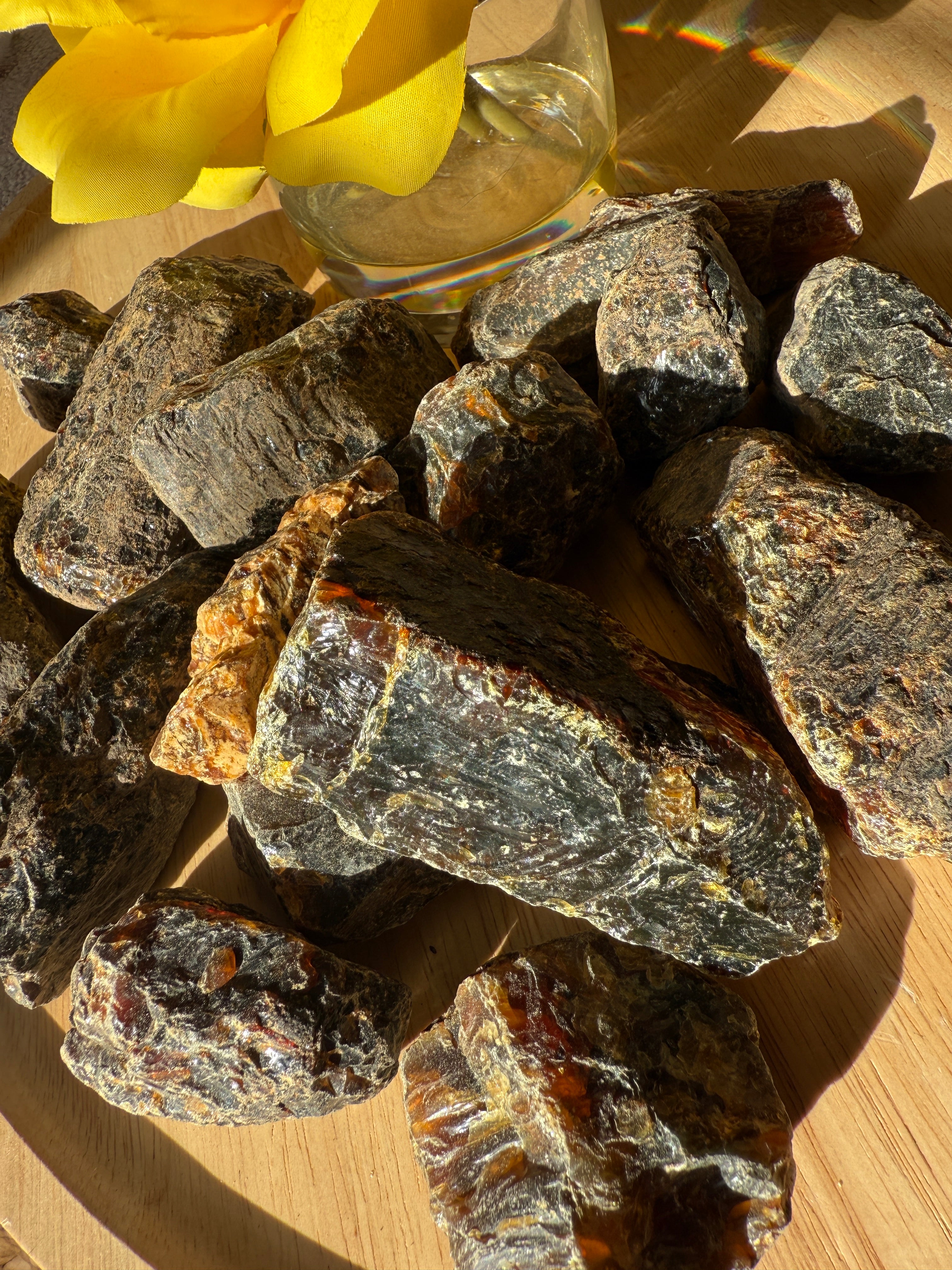 Rare Sumatran Golden Blue Amber Large Raw Chunk from Indonesia
