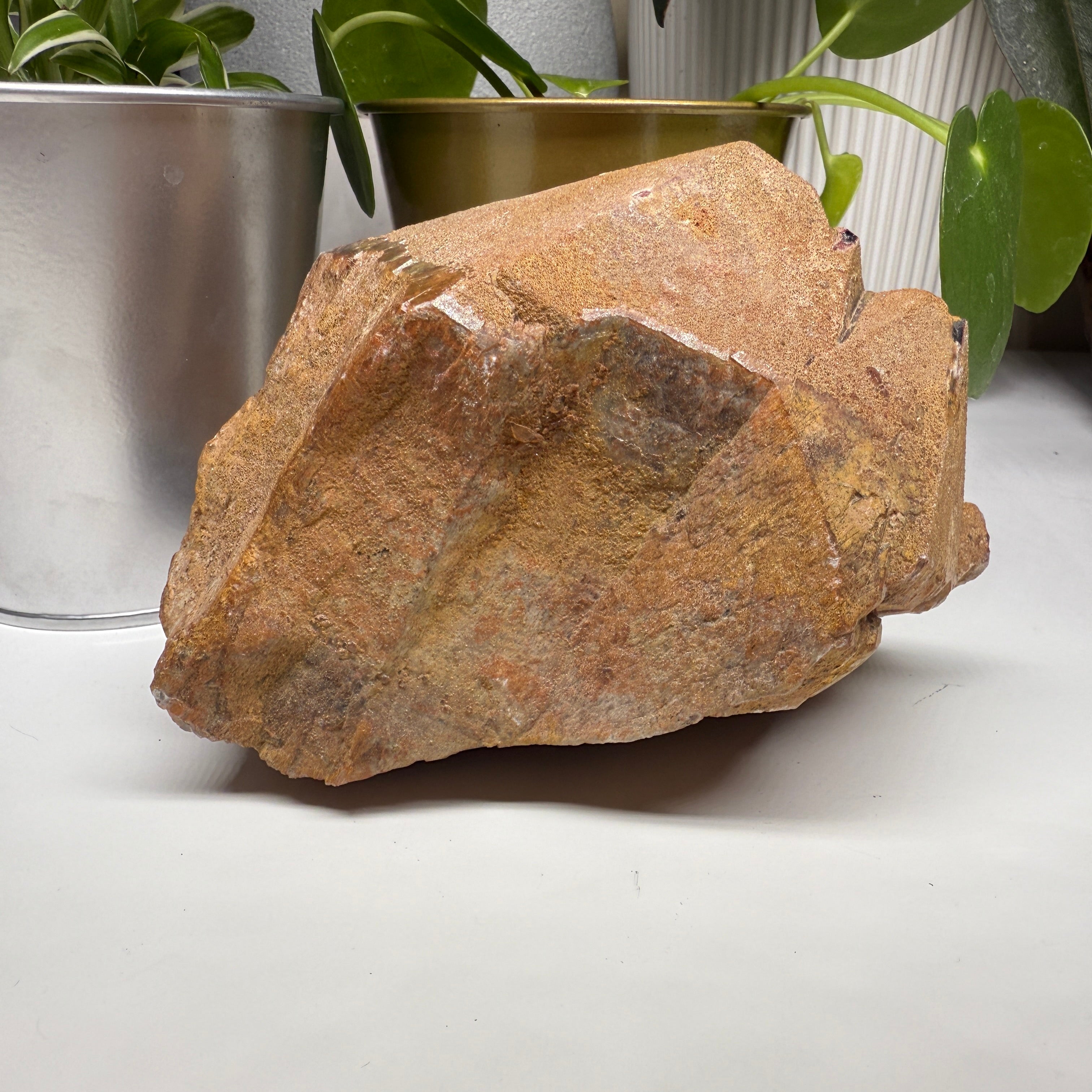 One Large Auralite 23 Natural Crystal Point with Hematite Crust
