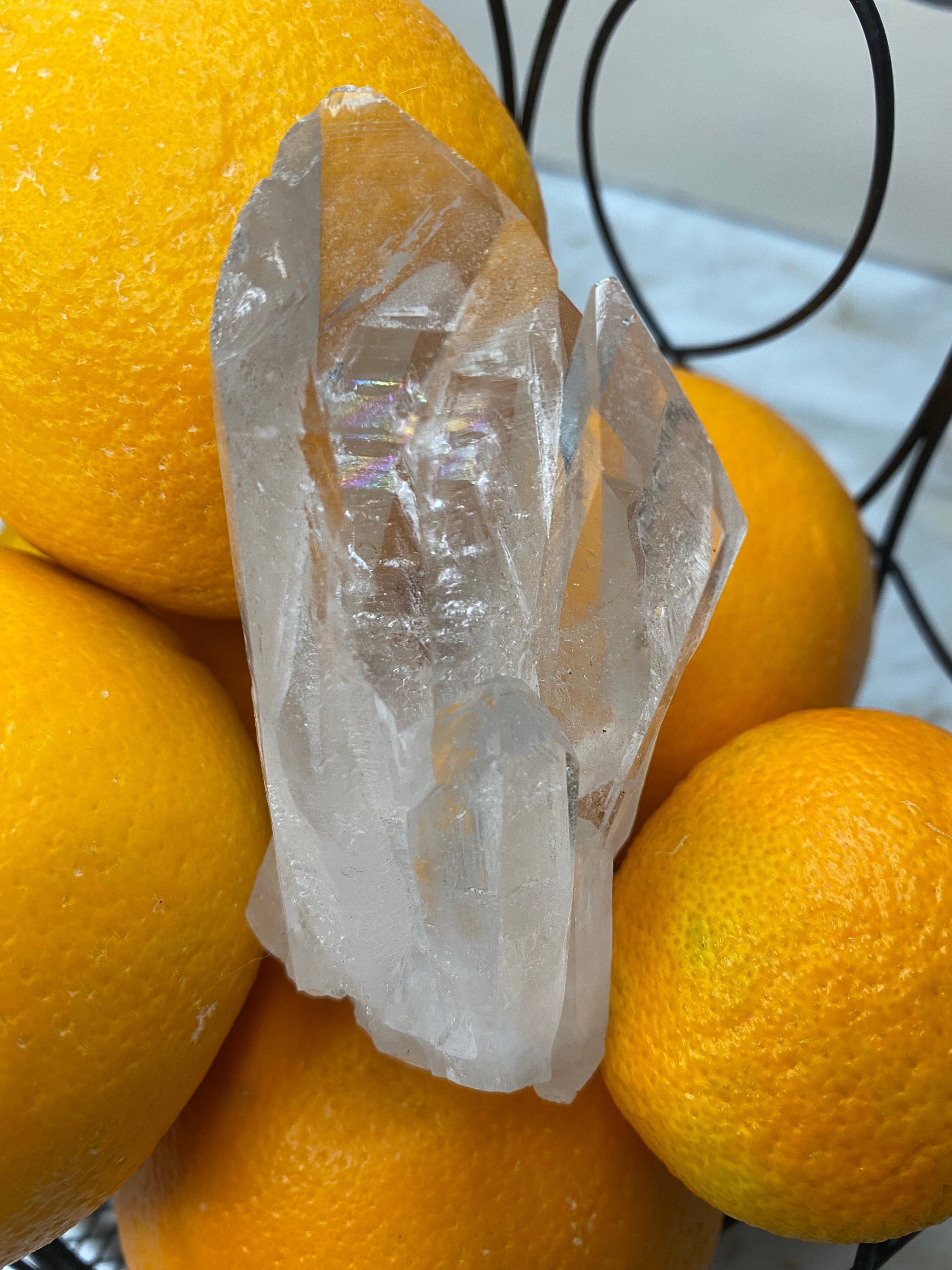 Incredible Lemurian Quartz Point Cluster with Amazing Clarity and Rainbows from Brazil