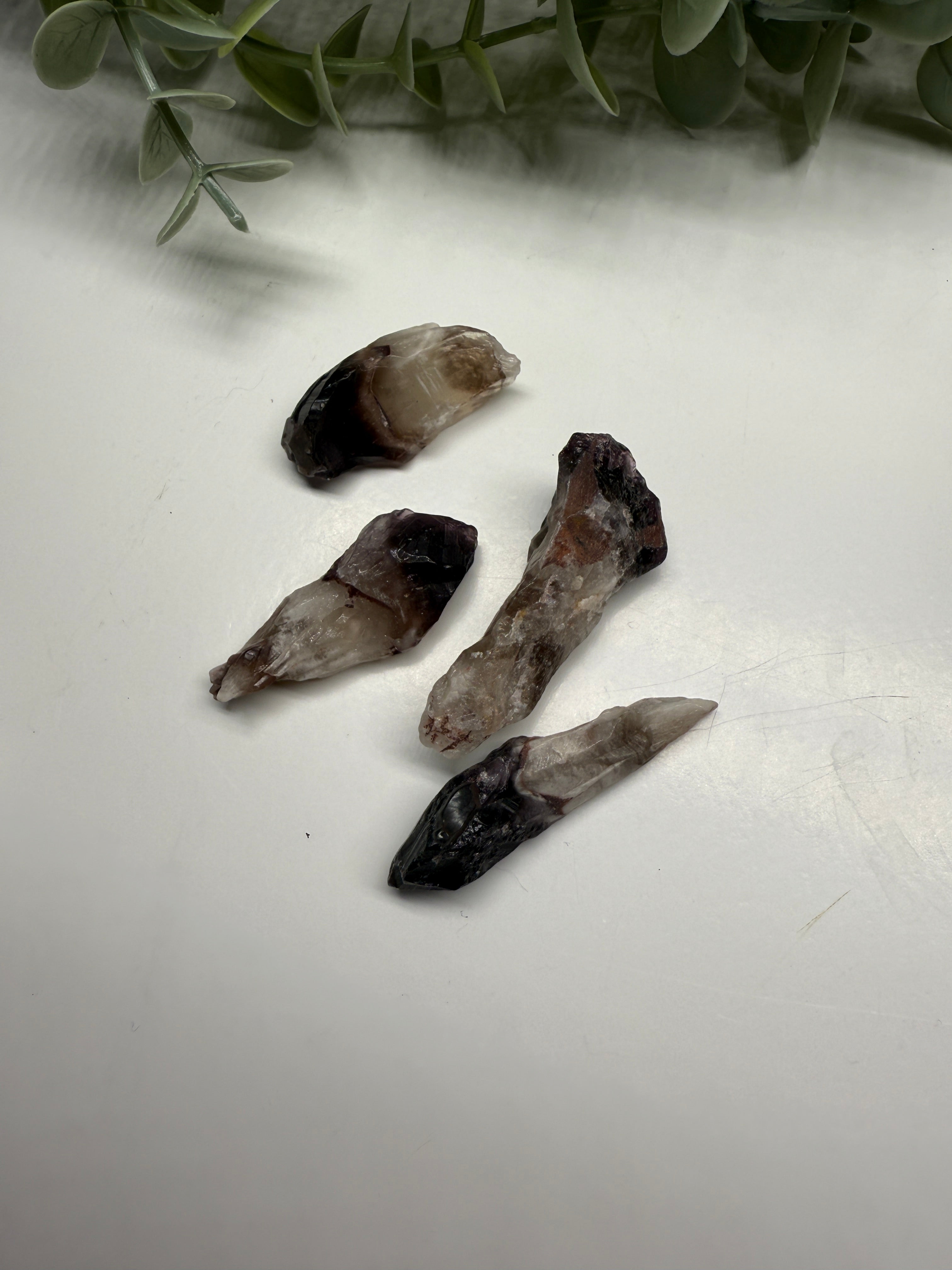 Set of Four Smoky Amethyst Natural Points from Brazil