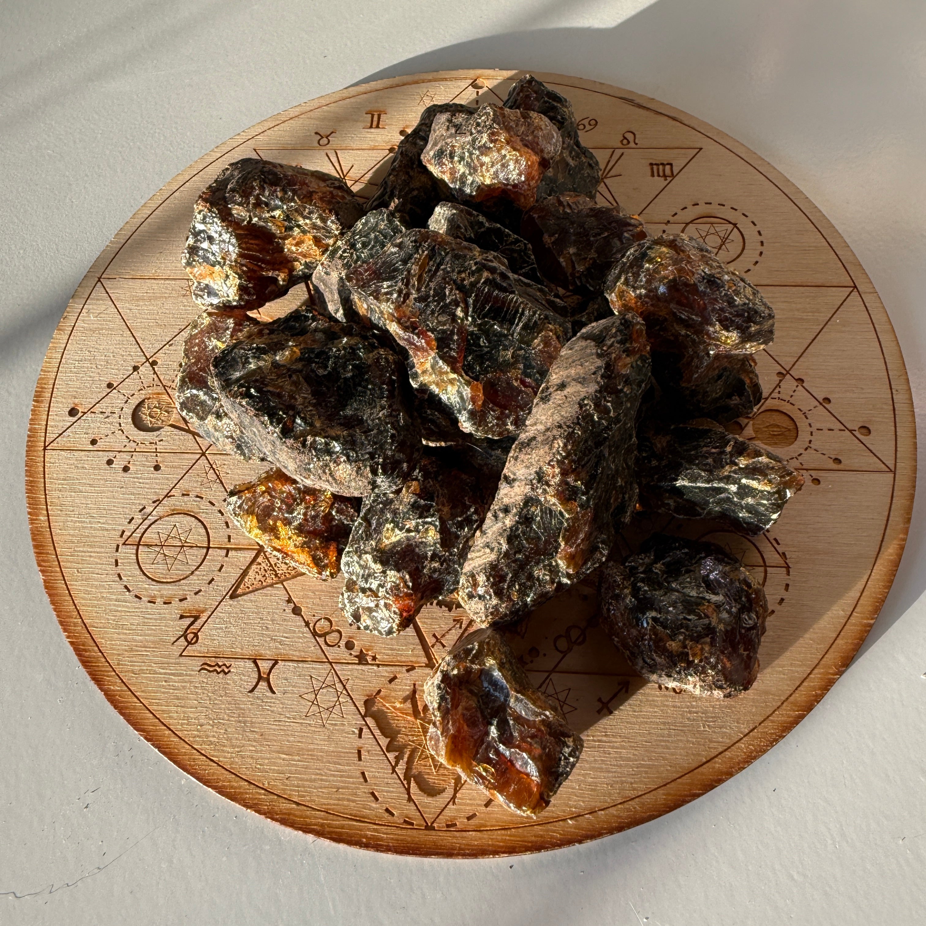 Handheld Rare Sumatran Blue Amber Chunks from Indonesia