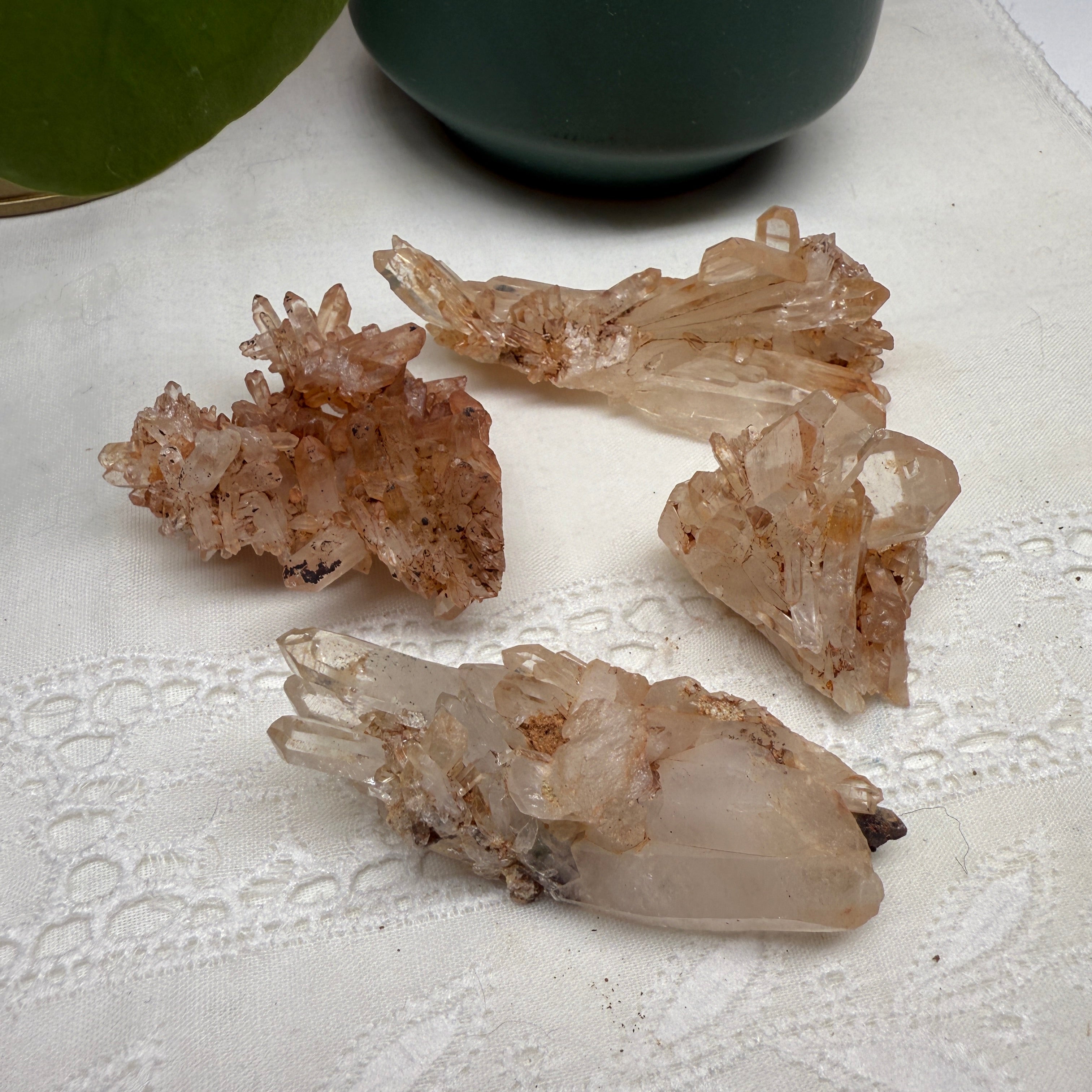 One Self Healed Fire Quartz Crystal Cluster from Madagascar