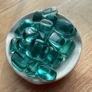 Blue Obsidian Glass Tumbled Stones Set of Five