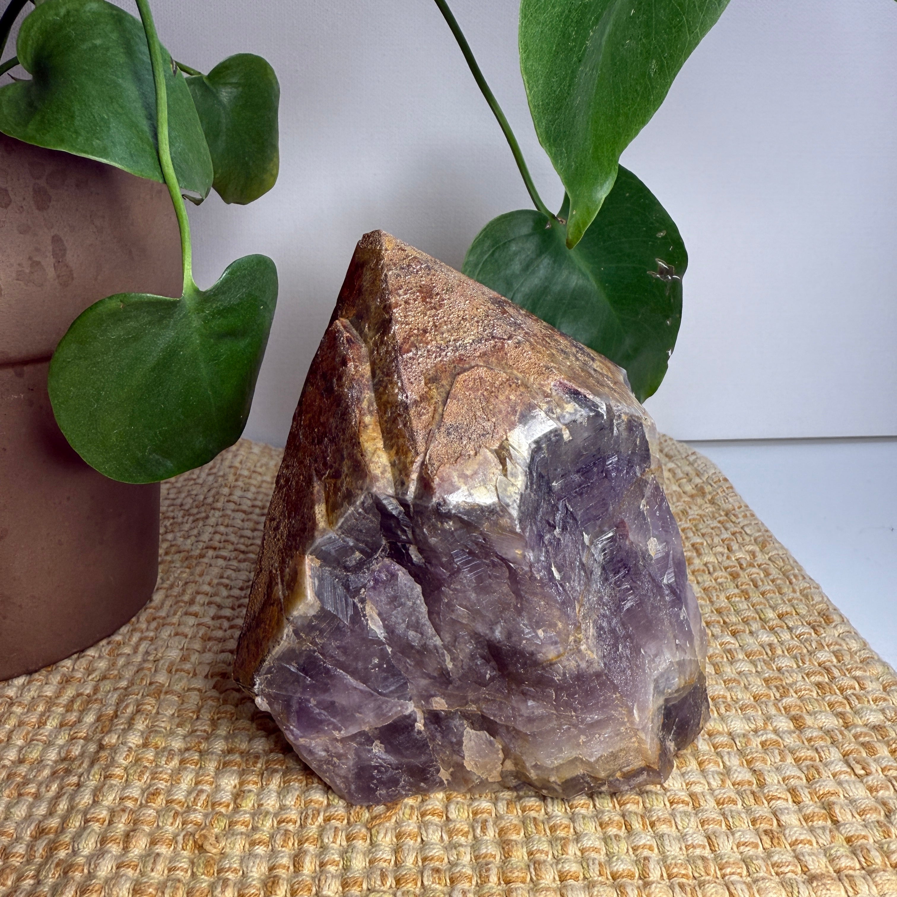 Jumbo Auralite 23 Natural Raw Gemstone Point with Record Keepers and Hematite Crust