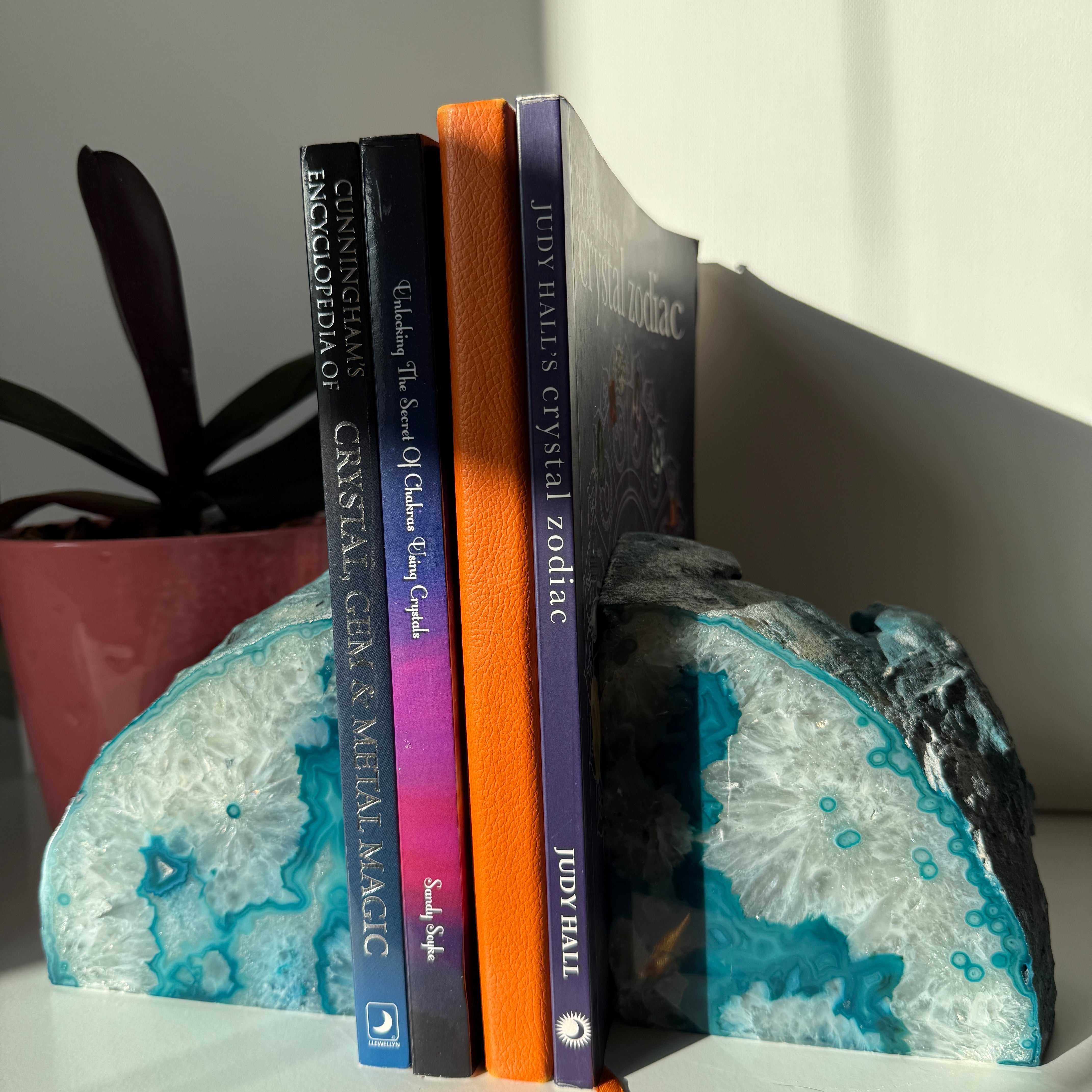 Dyed Blue Bright Agate Partially Polished Bookends