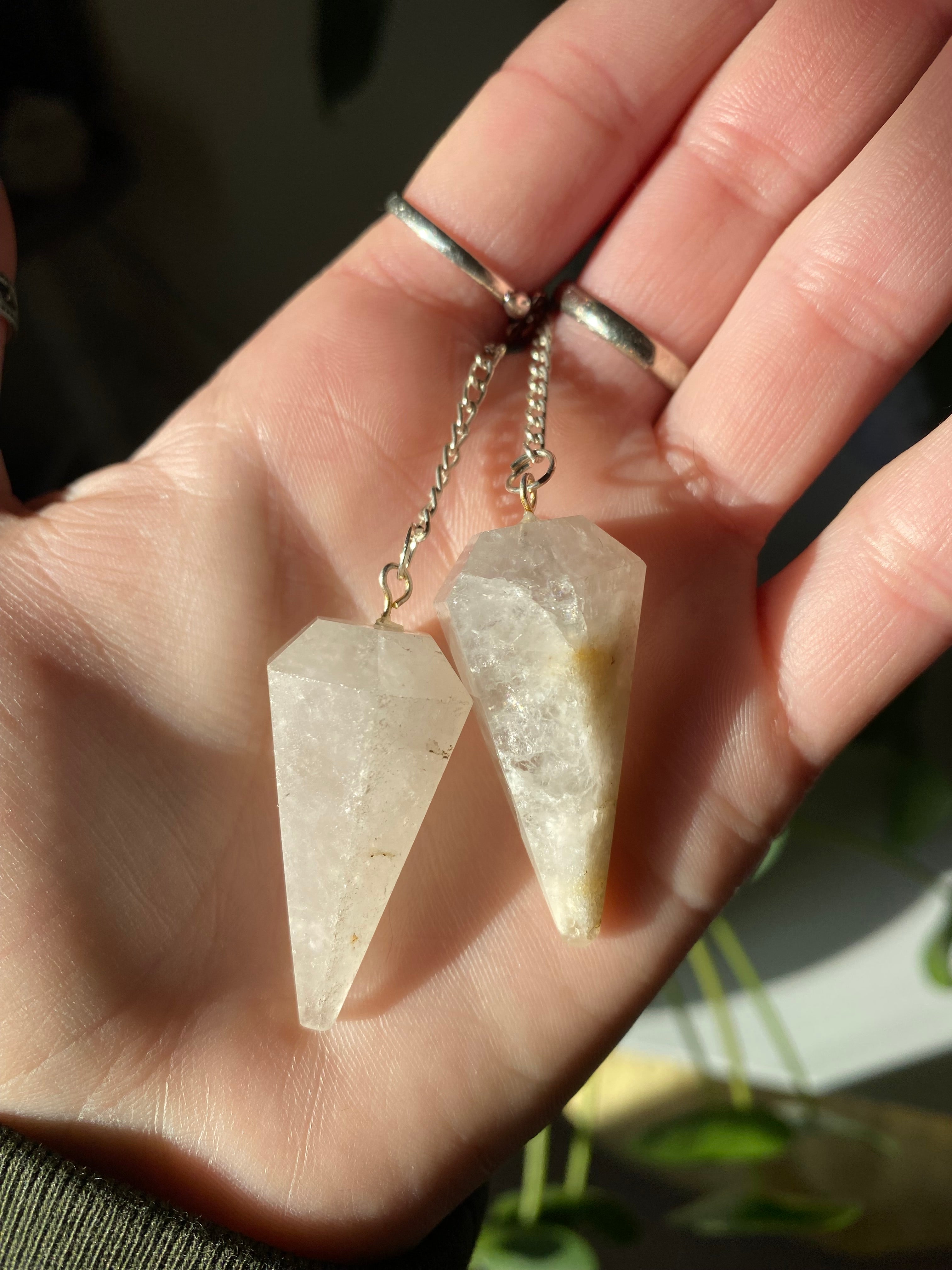 Quartz Gemstone Faceted Pendulum