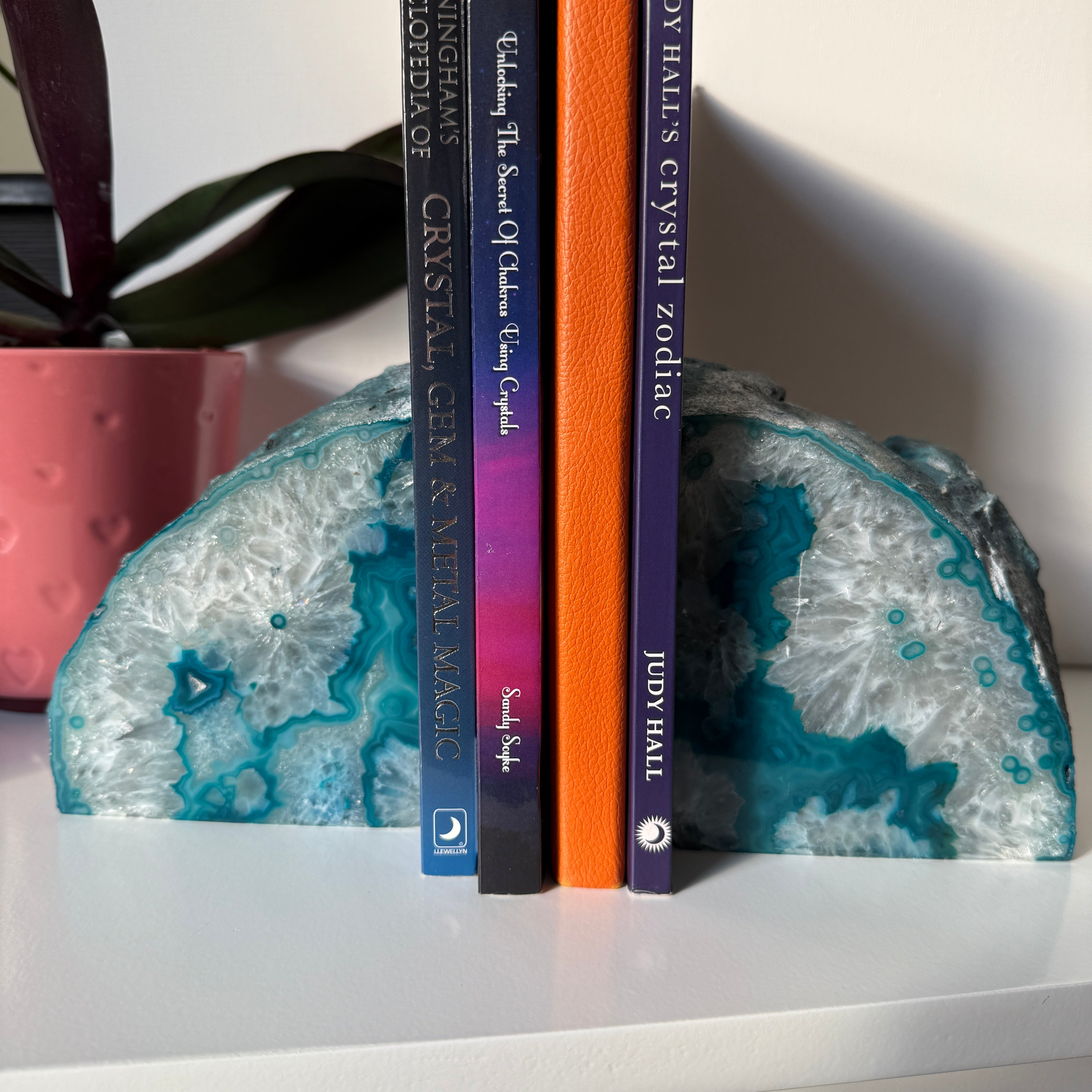 Dyed Blue Bright Agate Partially Polished Bookends