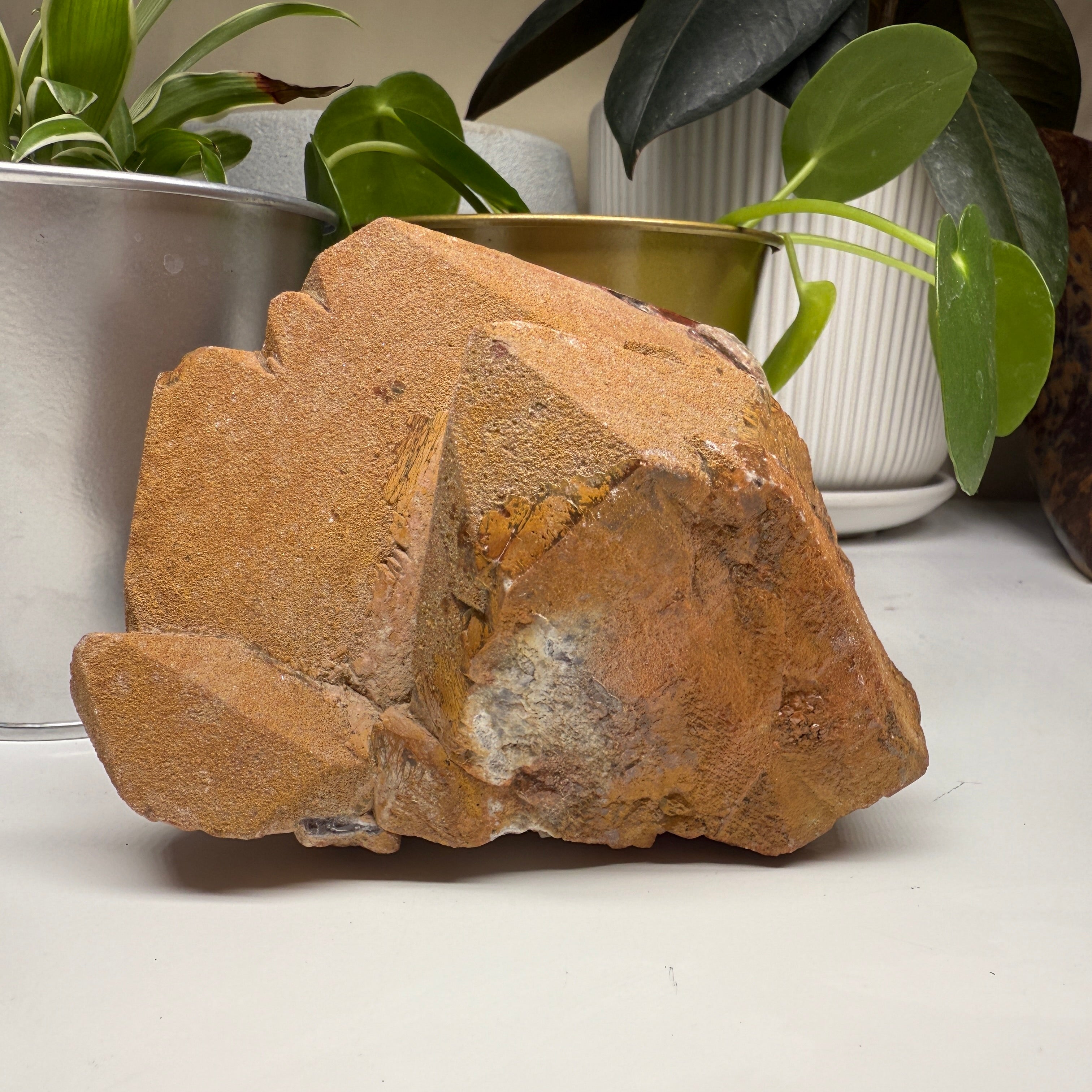 One Large Auralite 23 Natural Crystal Point with Hematite Crust