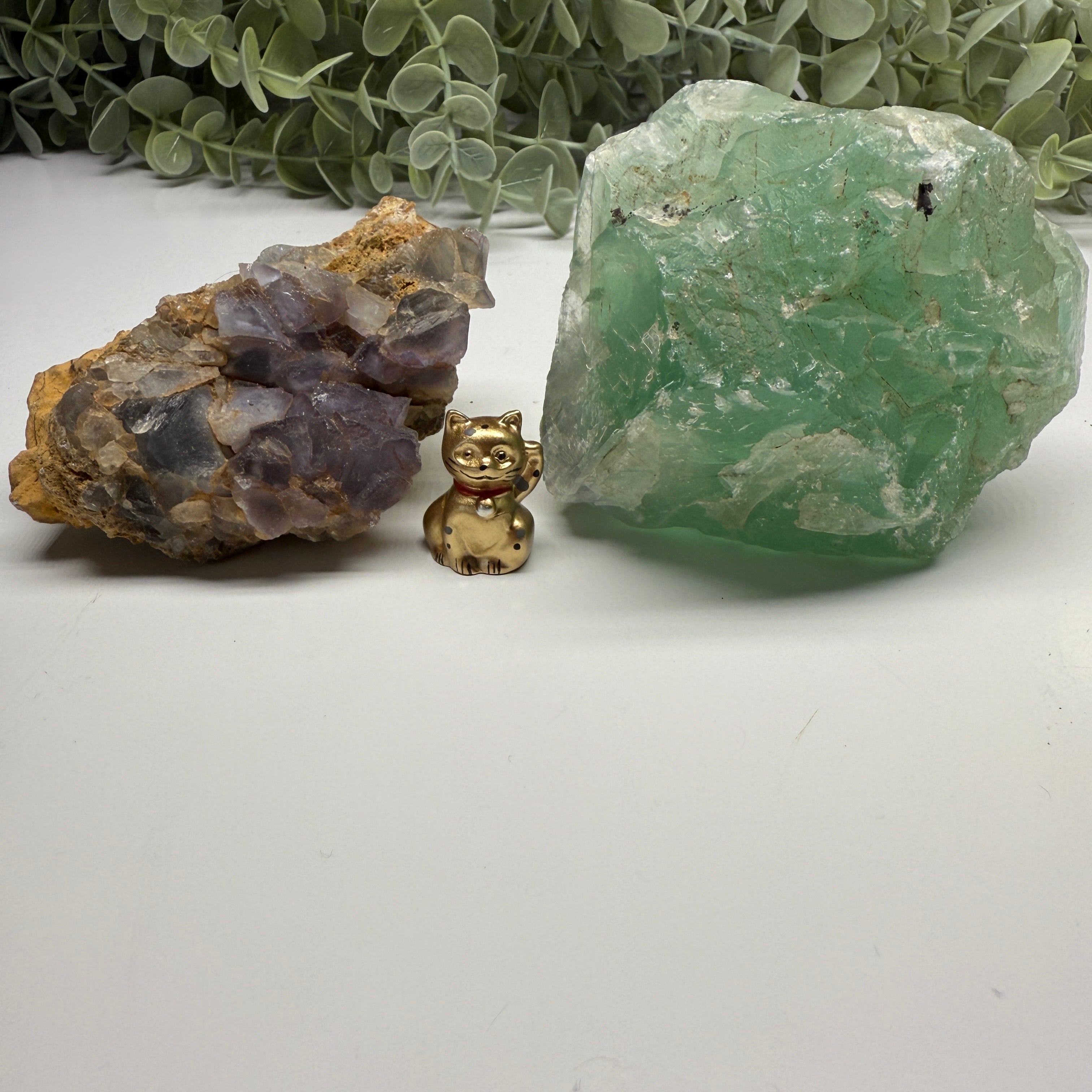 Set of Two Chunky Fluorite Specimens - Green and Blue