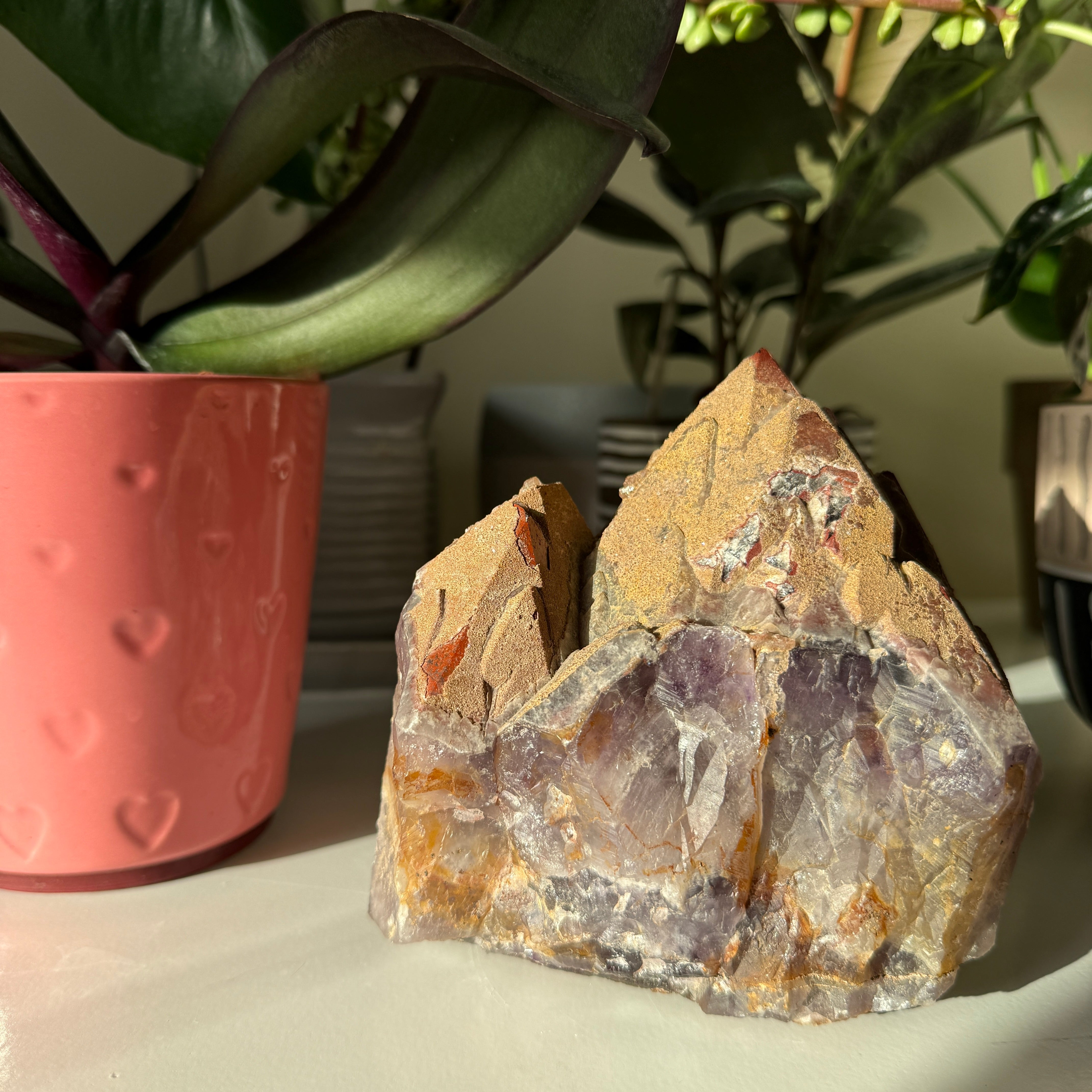 Jumbo Auralite 23 Natural Generator Cluster of Points with Hematite Crusting and Cap
