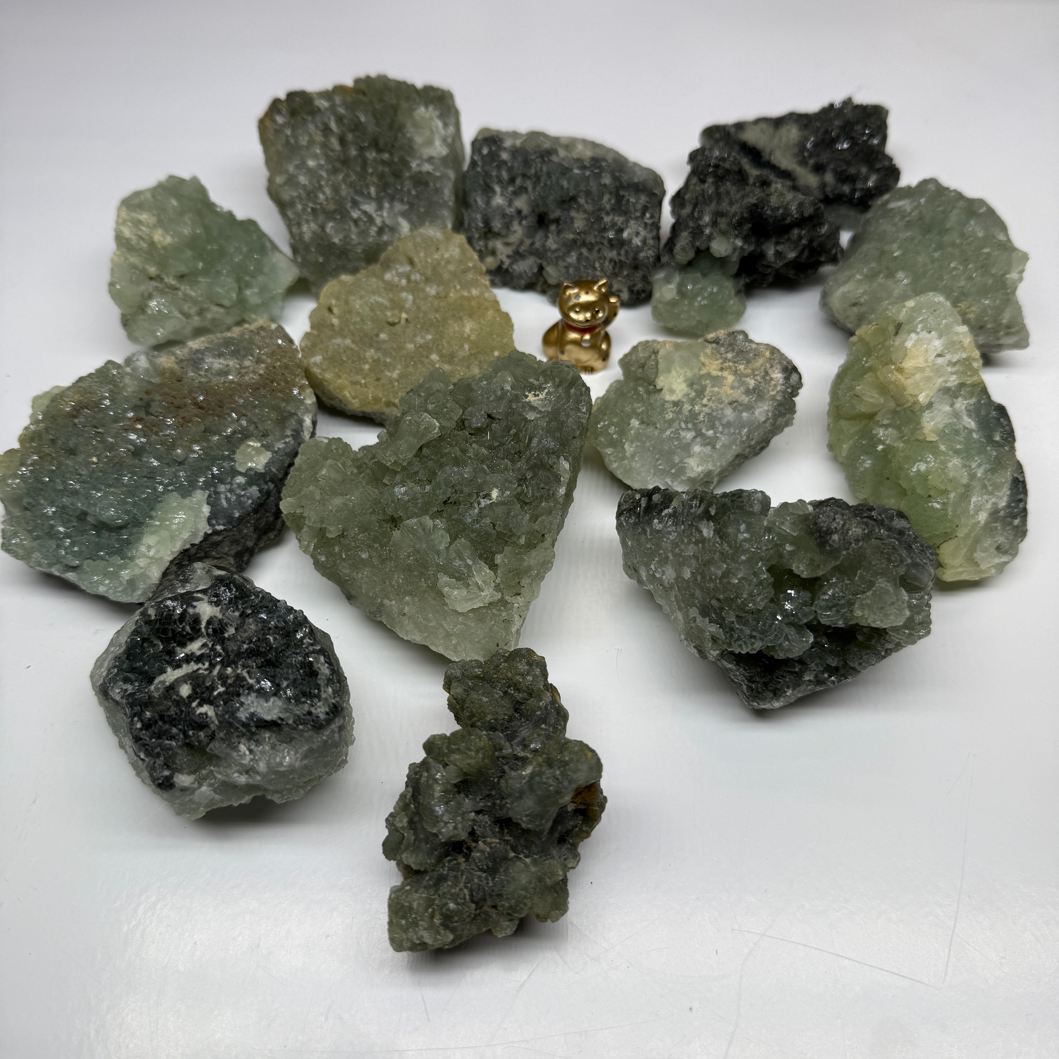 Beautiful Raw Green Prehnite Clusters
