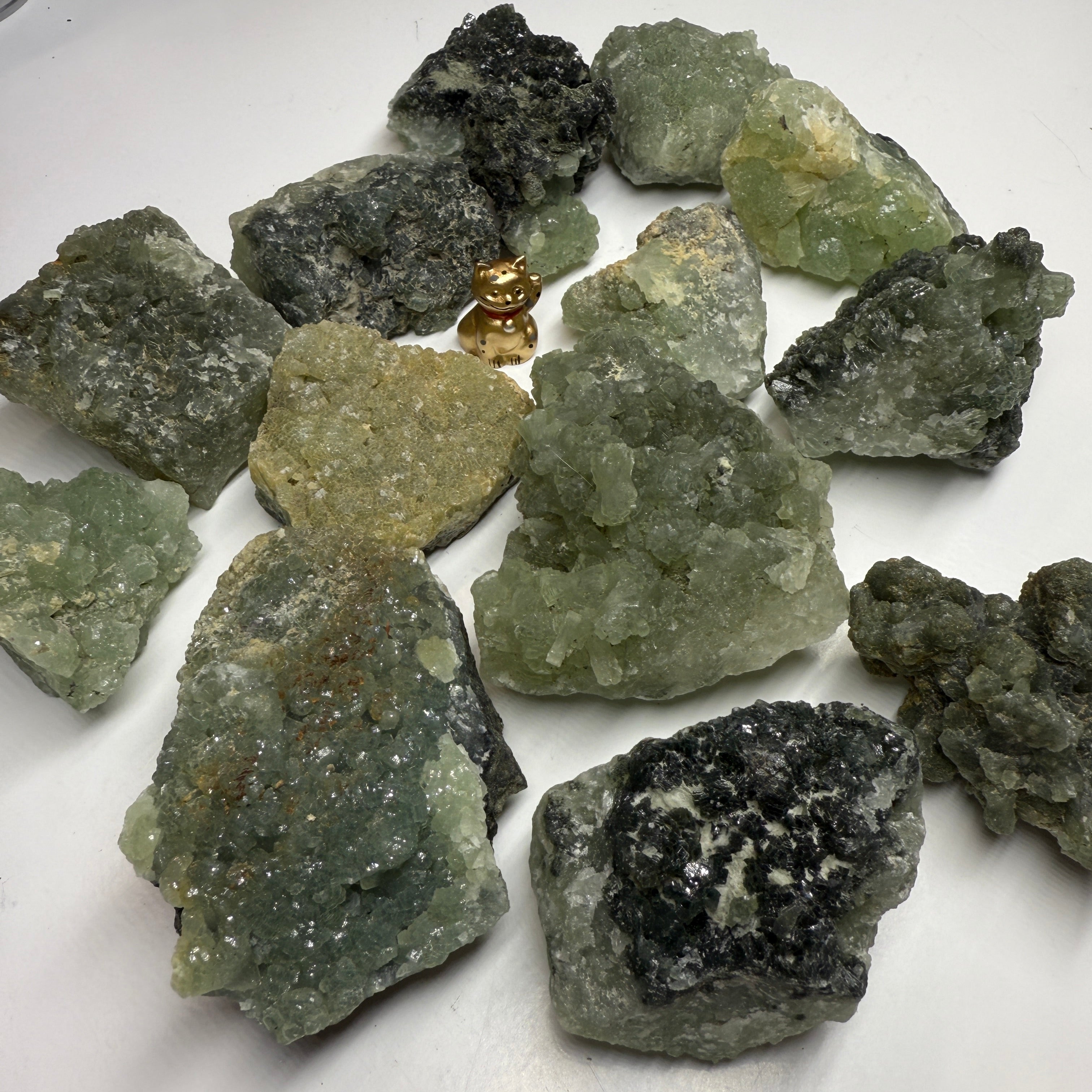 Beautiful Raw Green Prehnite Clusters