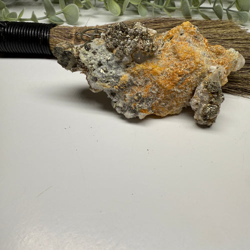 Large Natural Pyrite Specimen Nestle on Calcite Point from Peru