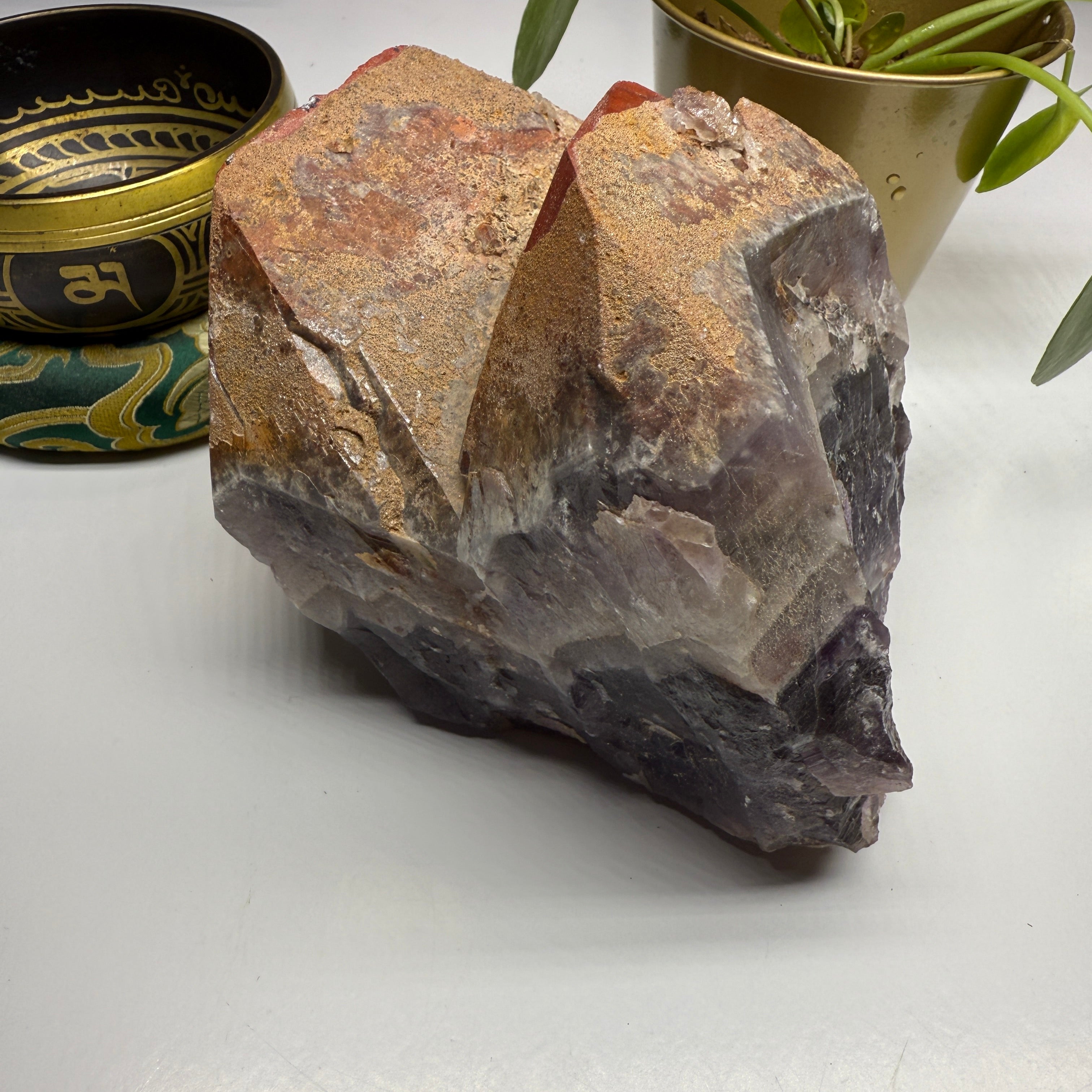 2.1kg  Jumbo High Grade & Rare Twin Peek Auralite-23 Red Hematite Point Standing Display Specimen