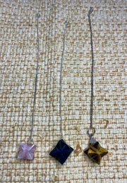 Three Piece Merkaba Pendulum Gift Set - Rose Quartz, Tiger's Eye, Shungite Crystal Carvings