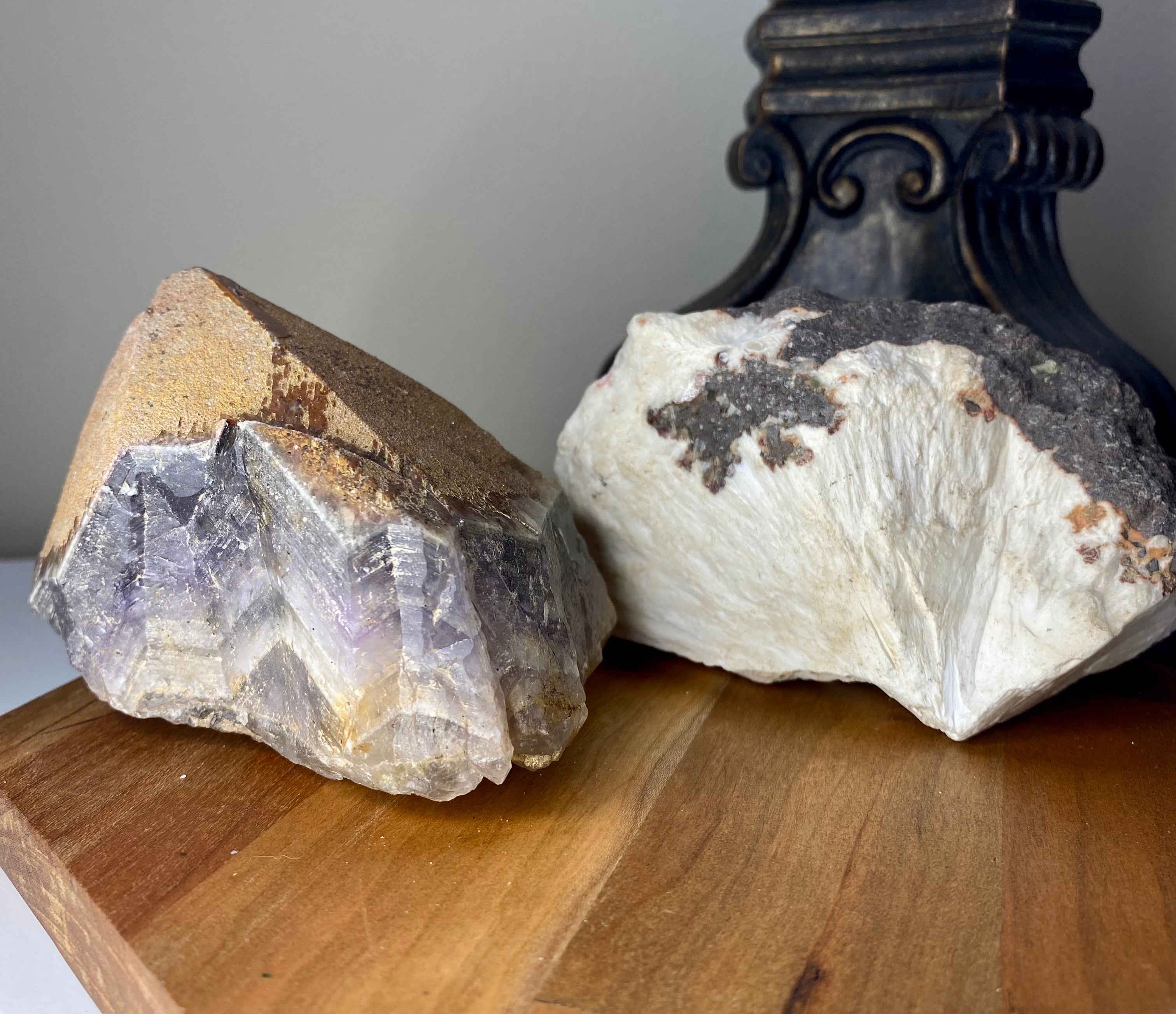 Genuine Gemstone Set of Auralite 23 Natural Point + Raw White Scolecite Chunk
