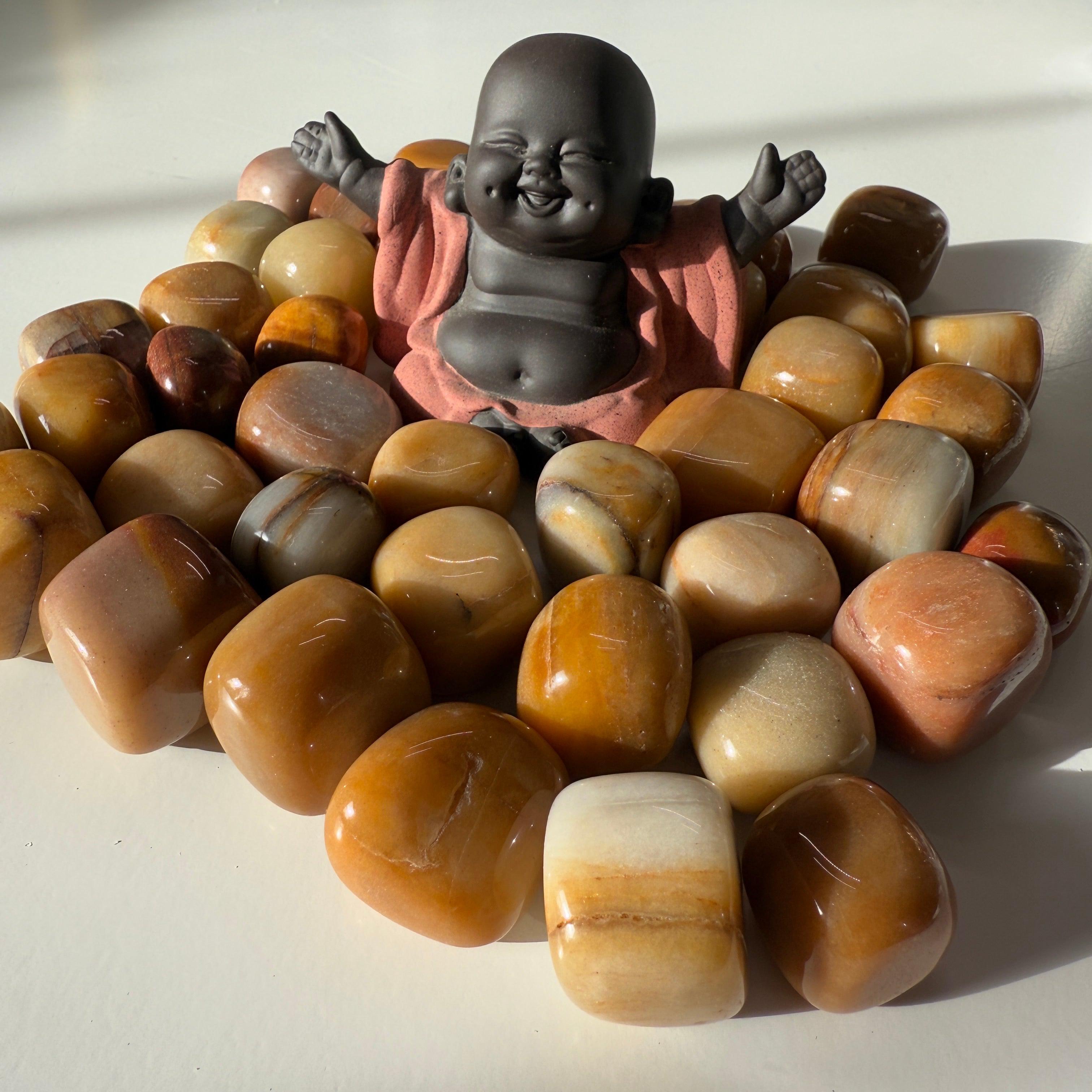 Tumbled Natural Brown Agate Stones Set of Five