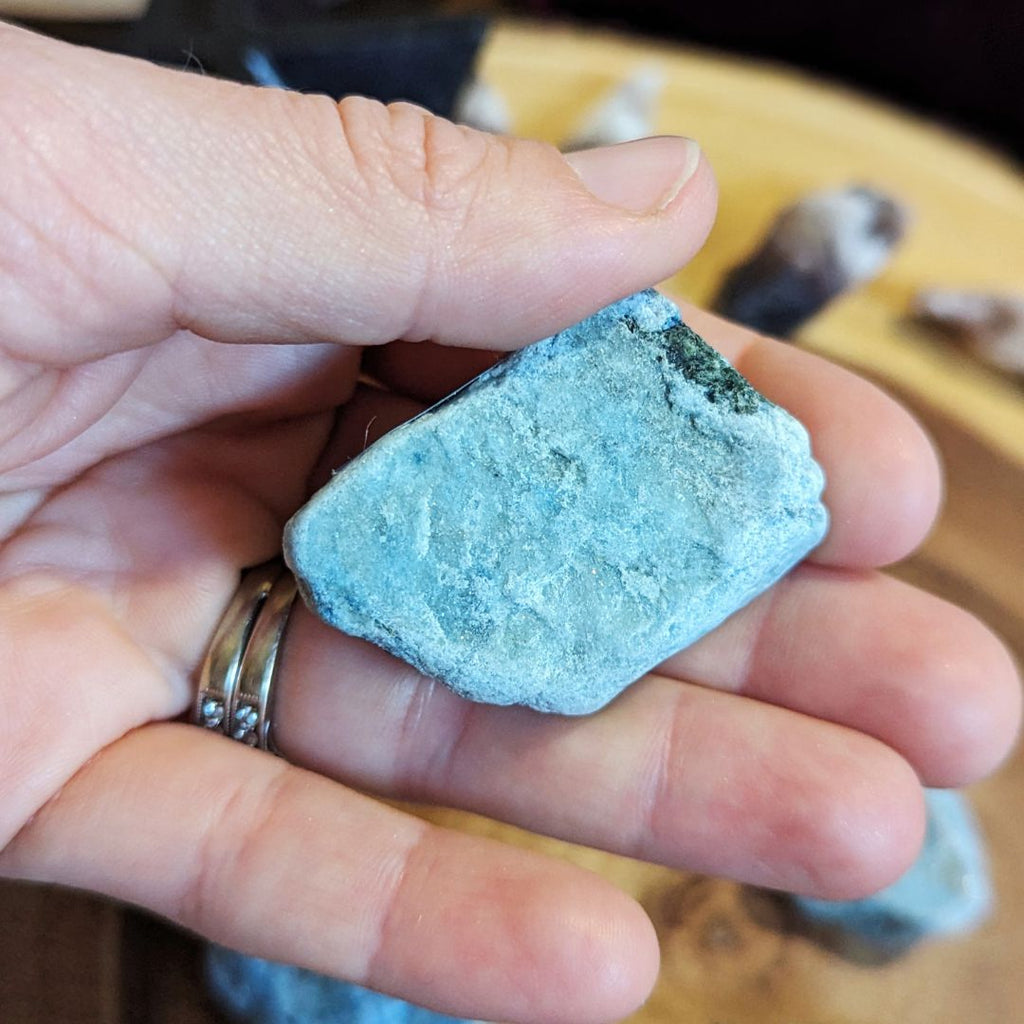 Tucson Unboxing! Small, Luminescent Blue Scheelite Stones~  Massive Aura Cleansing Effect ~ Small  Raw Pieces - Earth Family Crystals