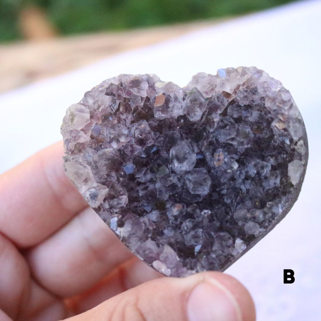 Gorgeous Amethyst Heart Druzy Geode Carvings from Brazil - Earth Family Crystals