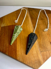 Two Piece Set Tapered Pendulms for Divination- Vesuvianite and Black Tourmaline