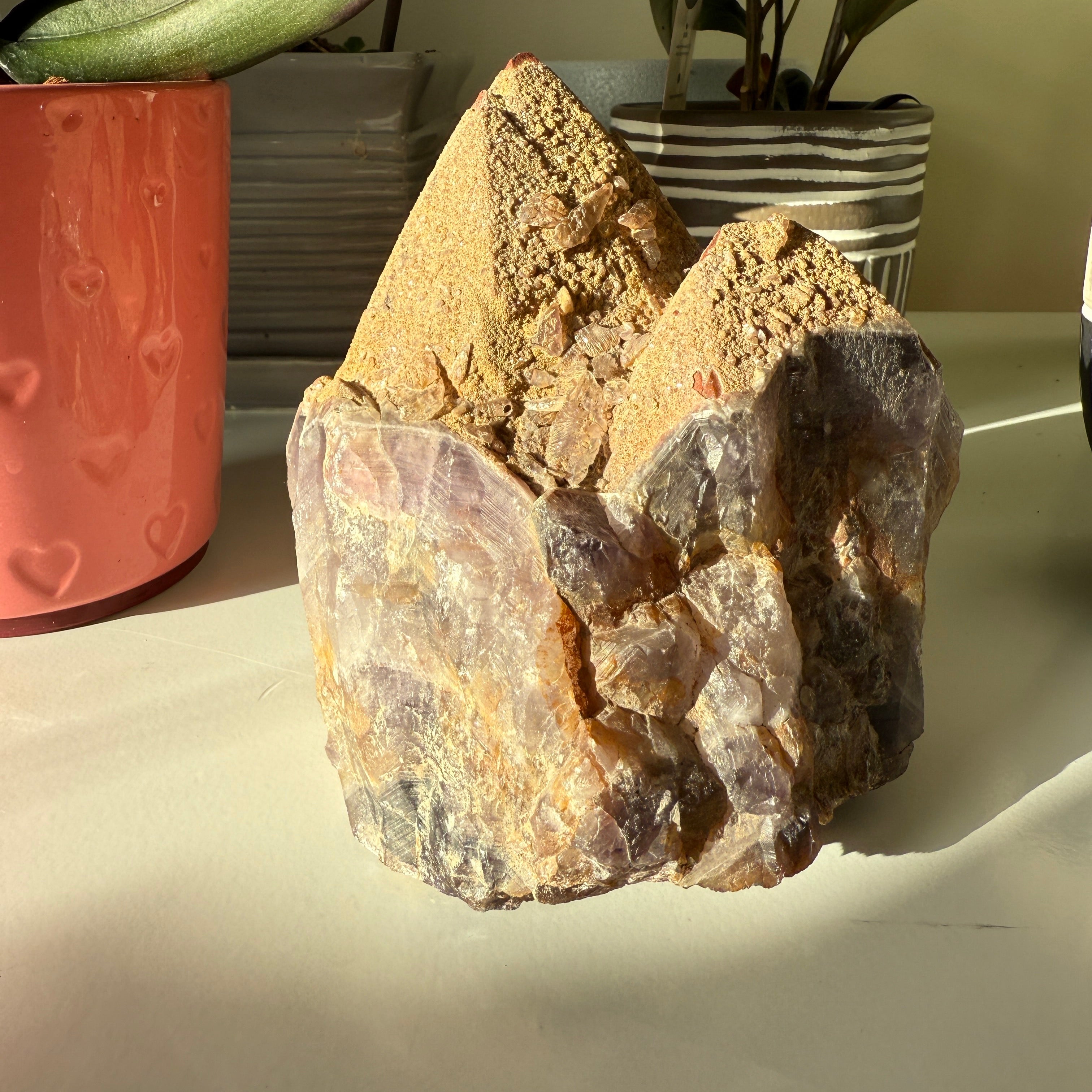 Jumbo Auralite 23 Natural Generator Cluster of Points with Hematite Crusting and Cap