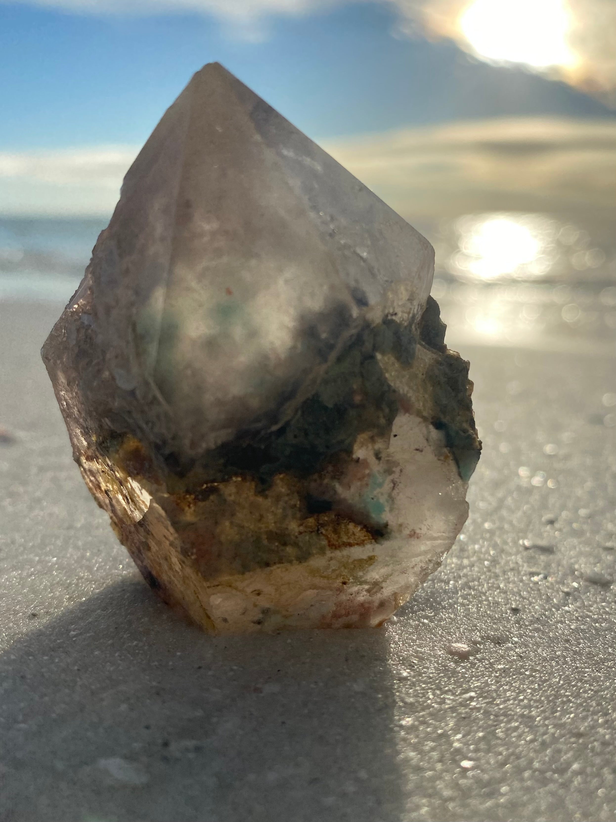 Collectors Edition Very Rare Genuine Blue Ajoite Quartz Natural point From Messina, South Africa
