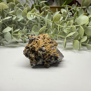 Golden Andronite Garnet nestled in Pyrite Matrix with Calcite from Peru