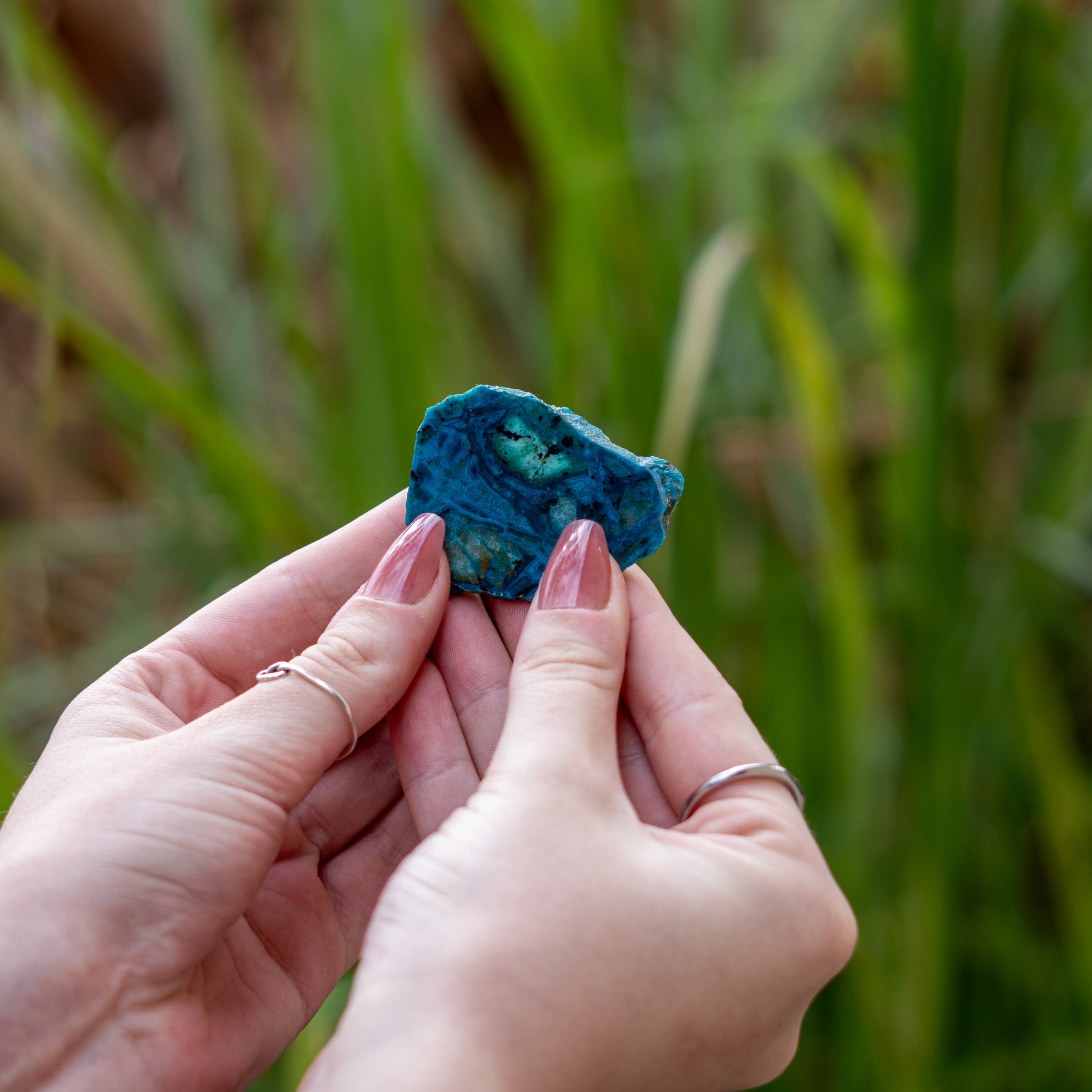 a beautiful slice of chrysocolla stone from Arizona 