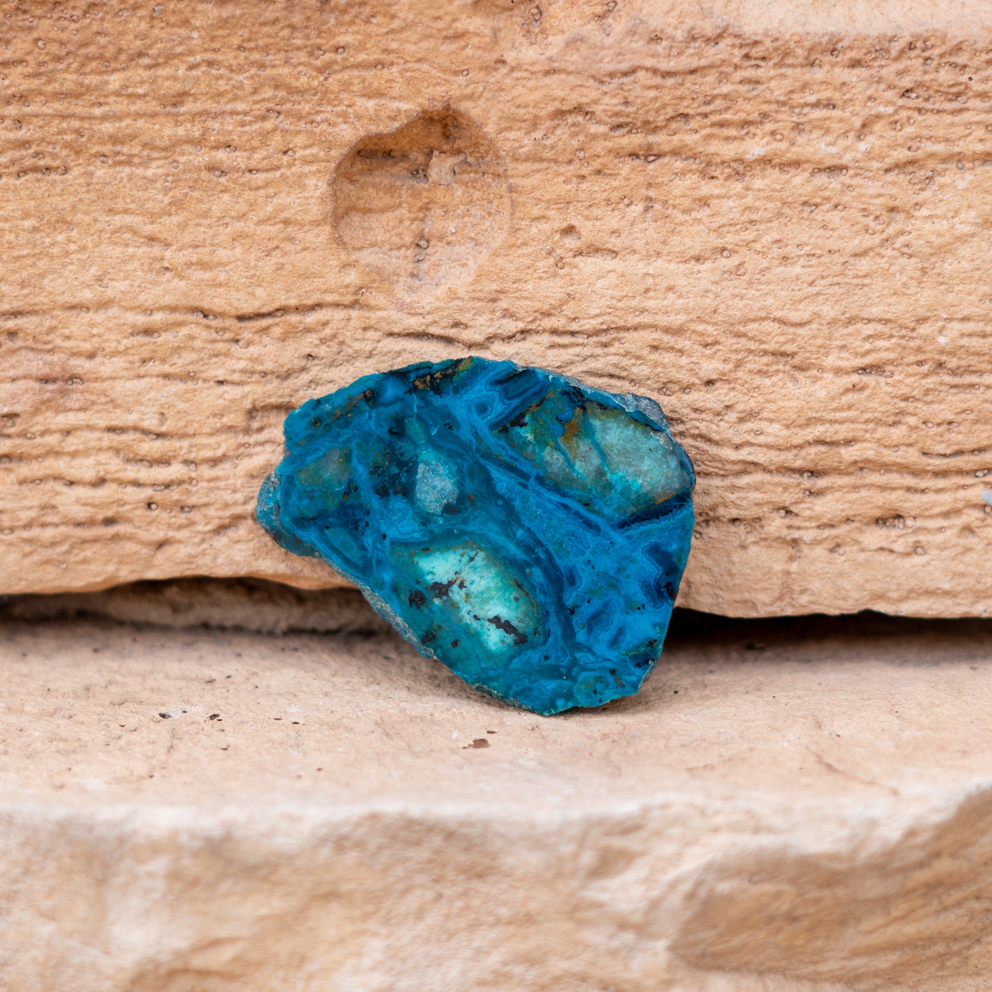 a beautiful slice of chrysocolla stone from Arizona 