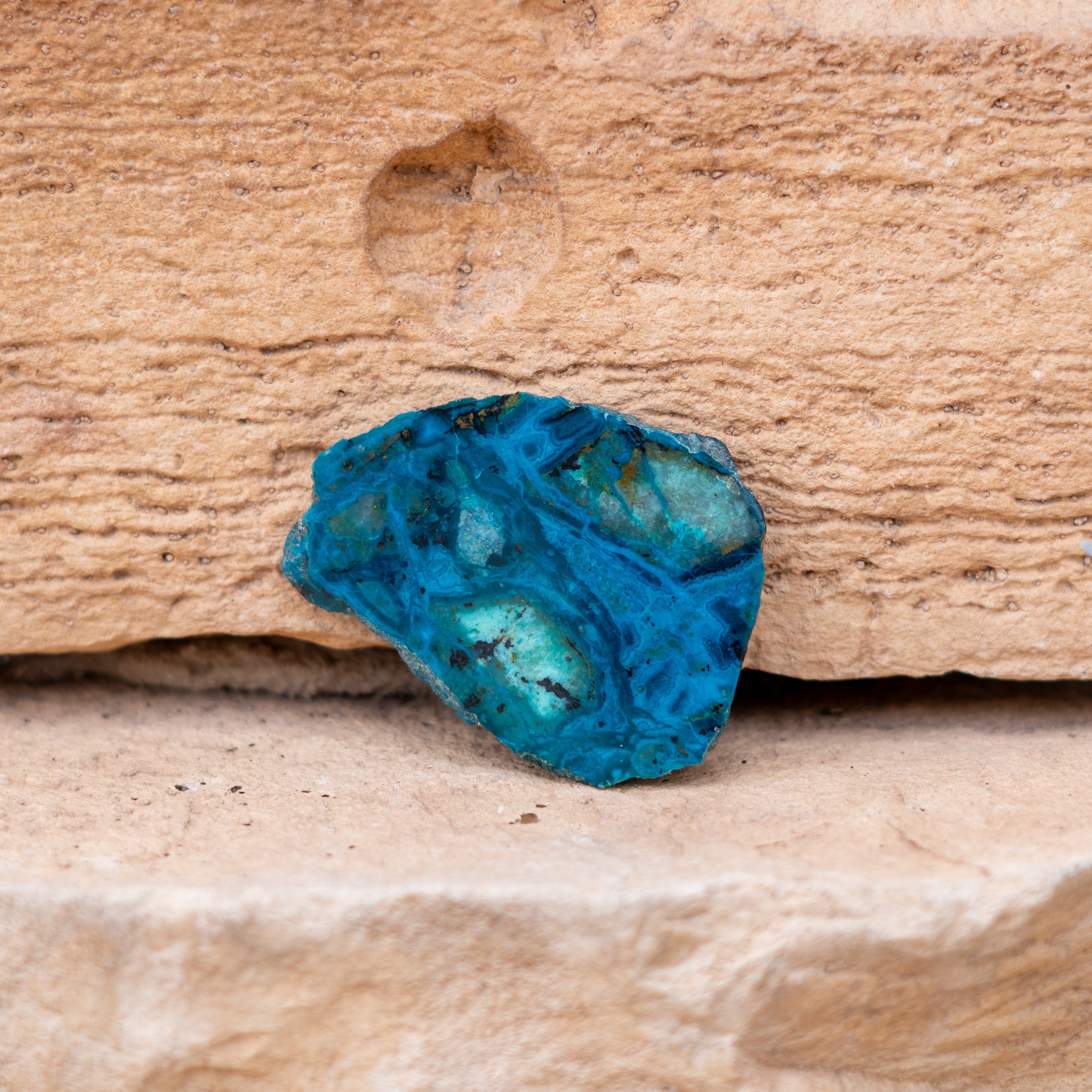a beautiful slice of chrysocolla stone from Arizona 