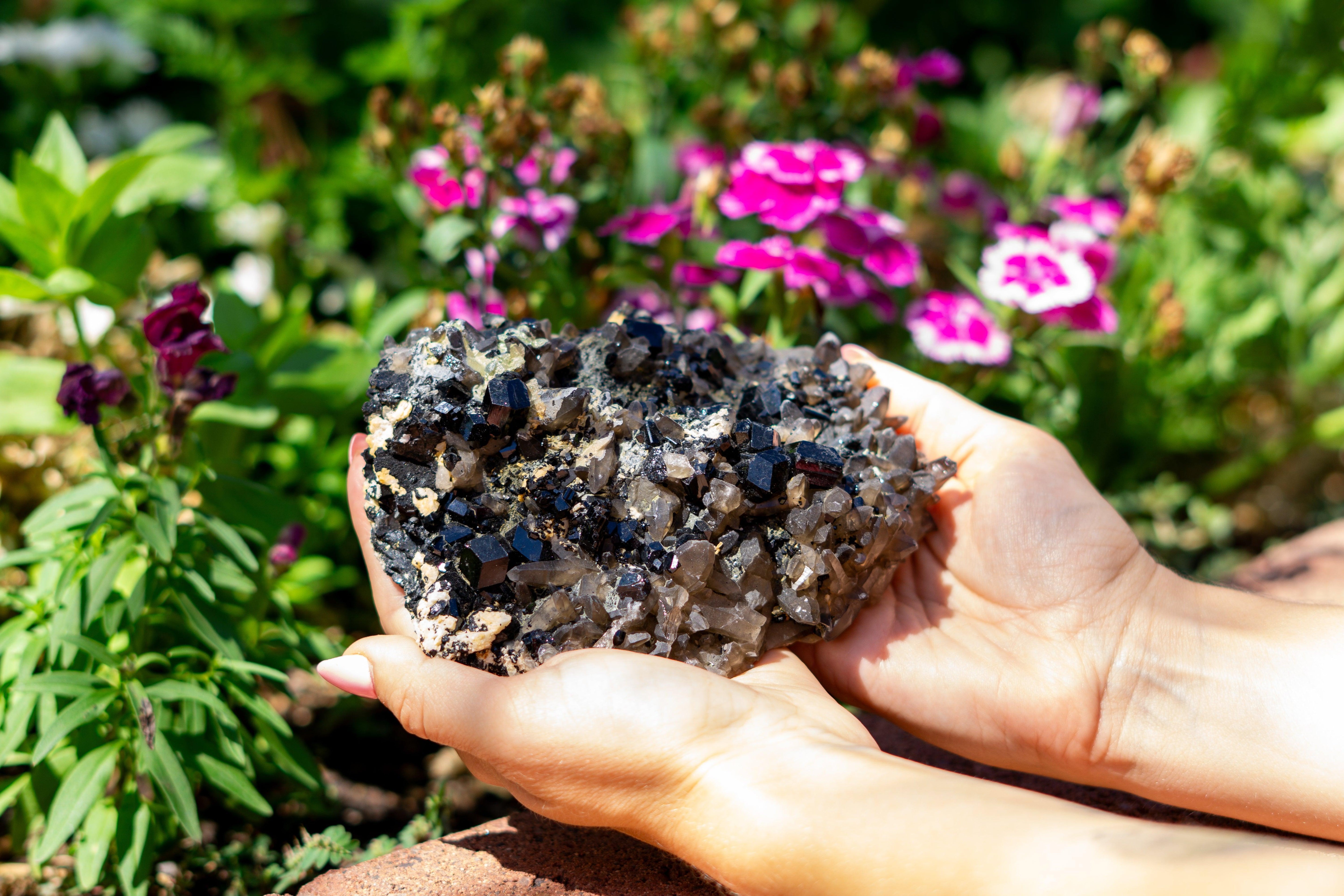 Incredible Cluster of Black Tourmaline and Smoky Quartz from Namibia