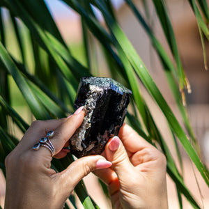 Natural Terminated Black Tourmaline Point with Quartz from Namibia