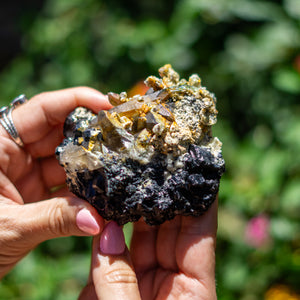 Black Tourmaline Cluster with Smoky Quartz from Namibia