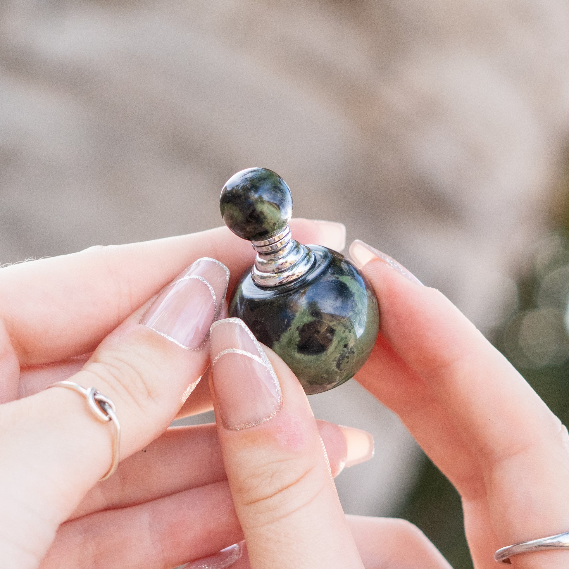Kambaba Jasper Potion Bottle -  Carved from Stone