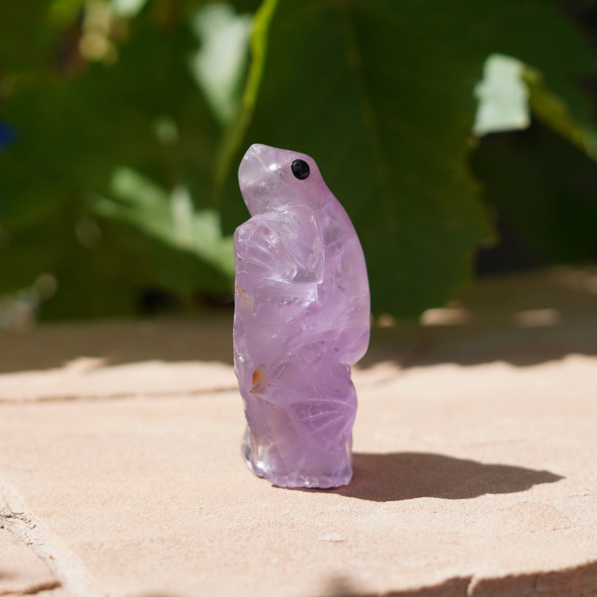 Amethyst Crystal Carved Tree Frog - a unique carving
