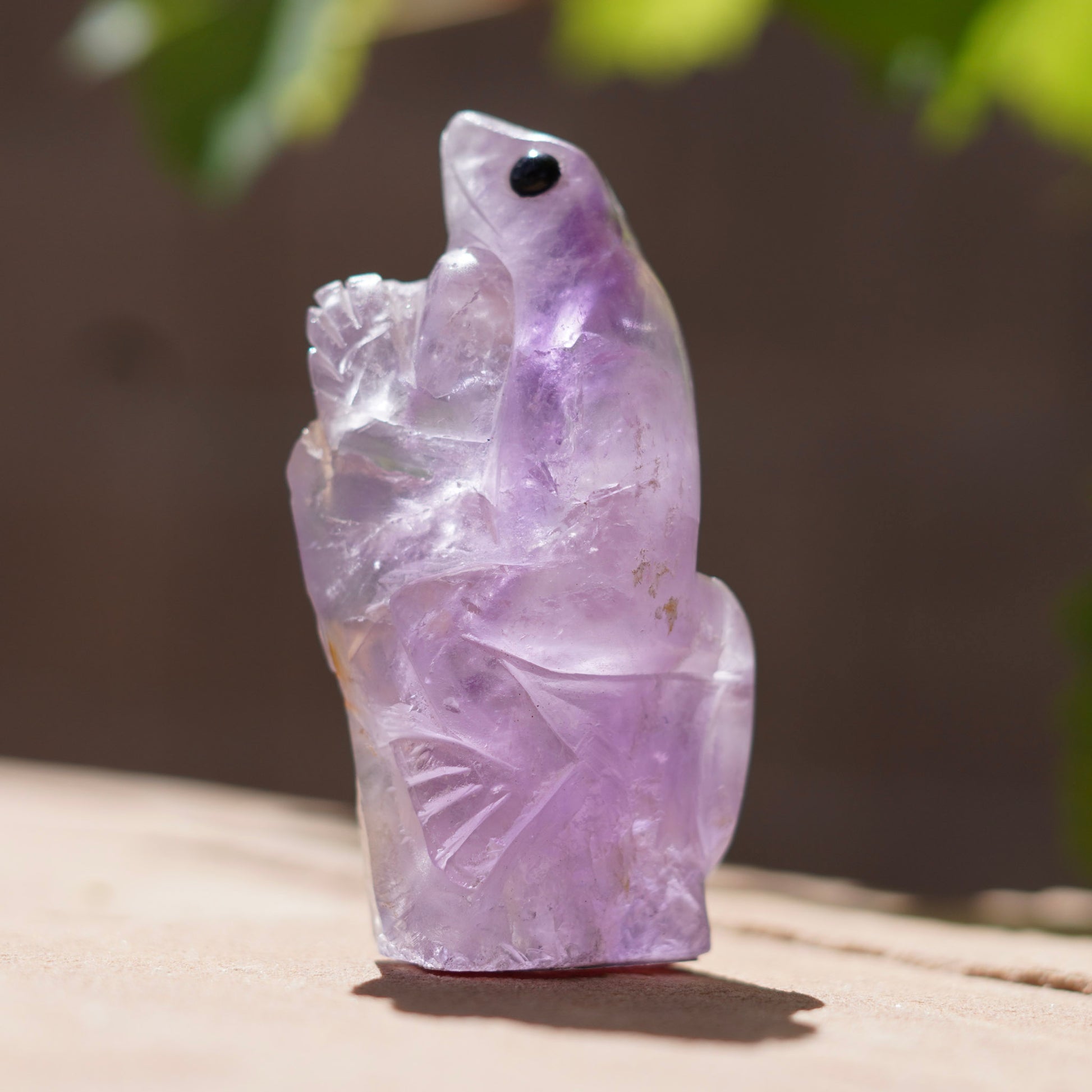 Amethyst Crystal Carved Tree Frog - a unique carving