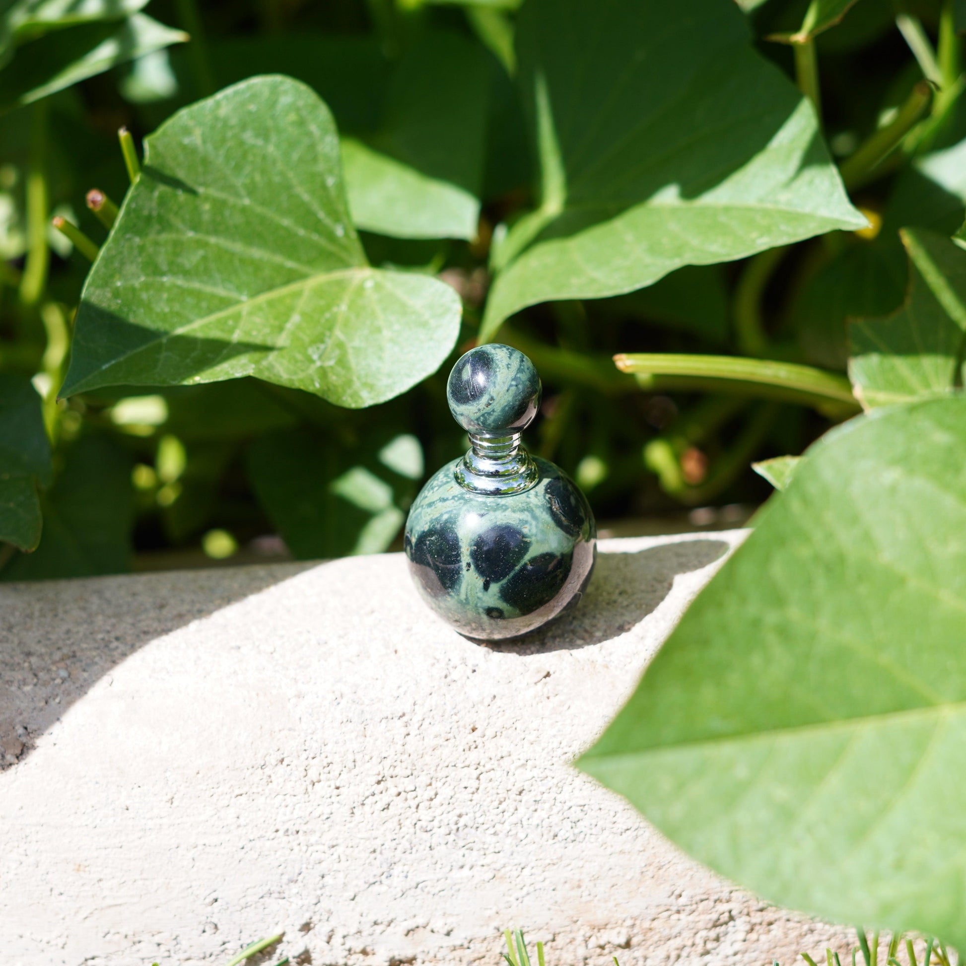 Kambaba Jasper Potion Bottle -  Carved from Stone