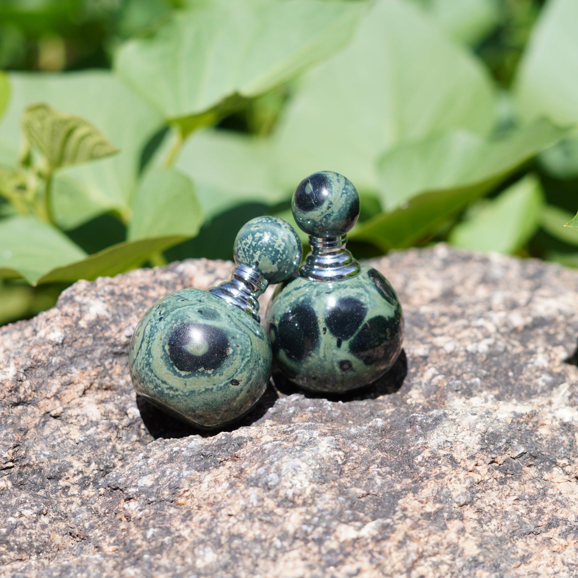 Kambaba Jasper Potion Bottle -  Carved from Stone