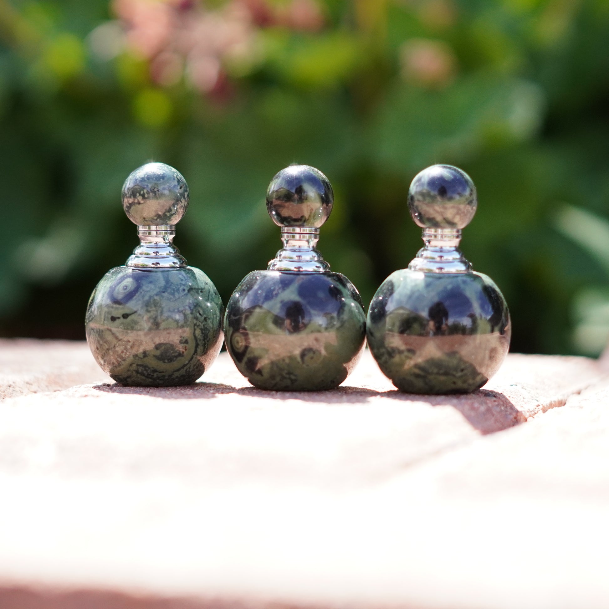 Kambaba Jasper Potion Bottle -  Carved from Stone